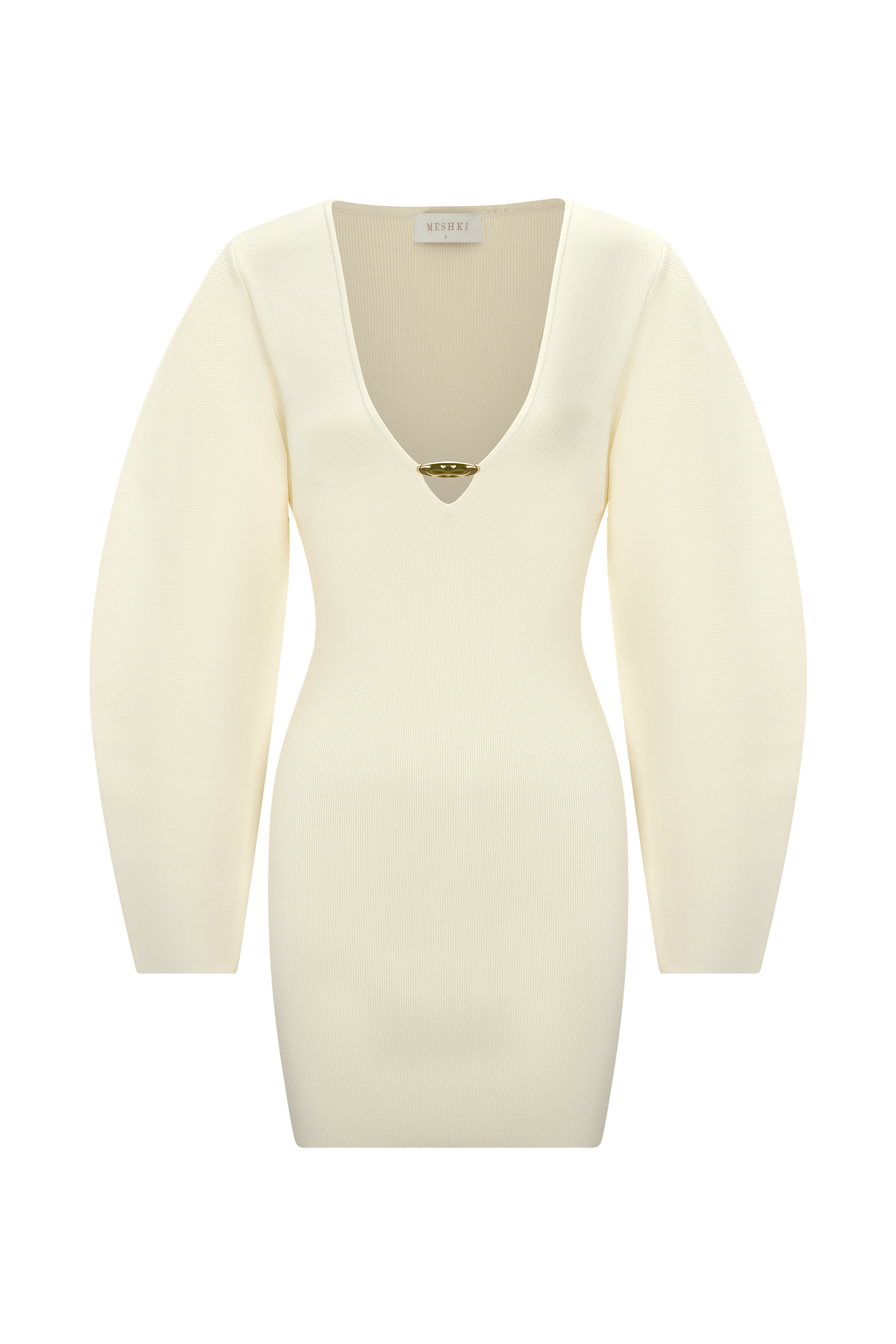 Billy Balloon Sleeve Knit Mini Dress - Ivory - Image 9
