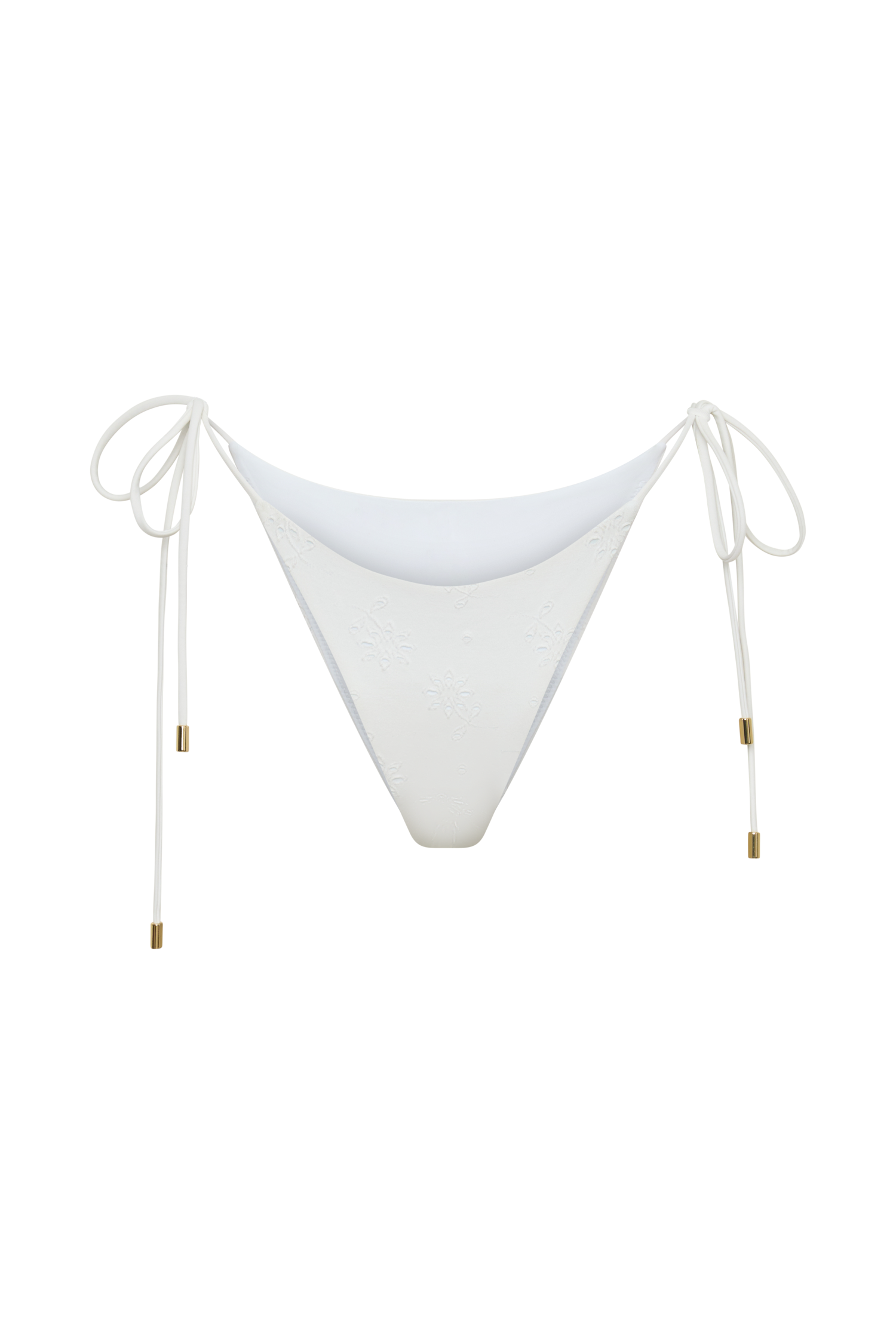 Blossom Side Tie Bikini Bottom - White Textured Fabric - Image 11