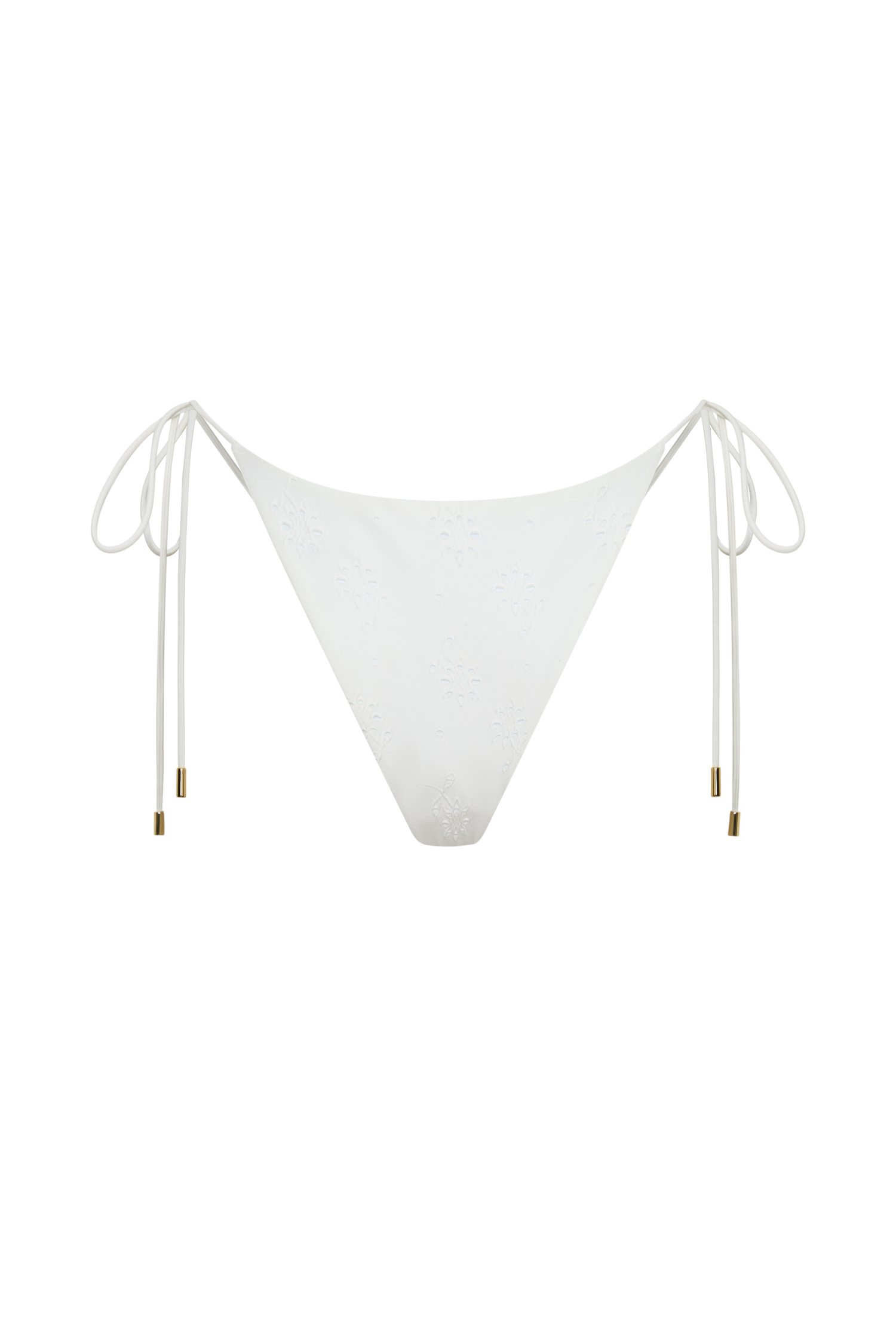 Blossom Side Tie Bikini Bottom - White Textured Fabric - Image 10