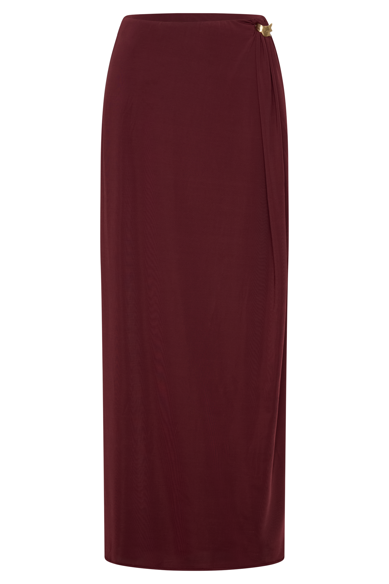 Bridget Slinky Maxi Skirt With Hardware - Burgundy - Image 9