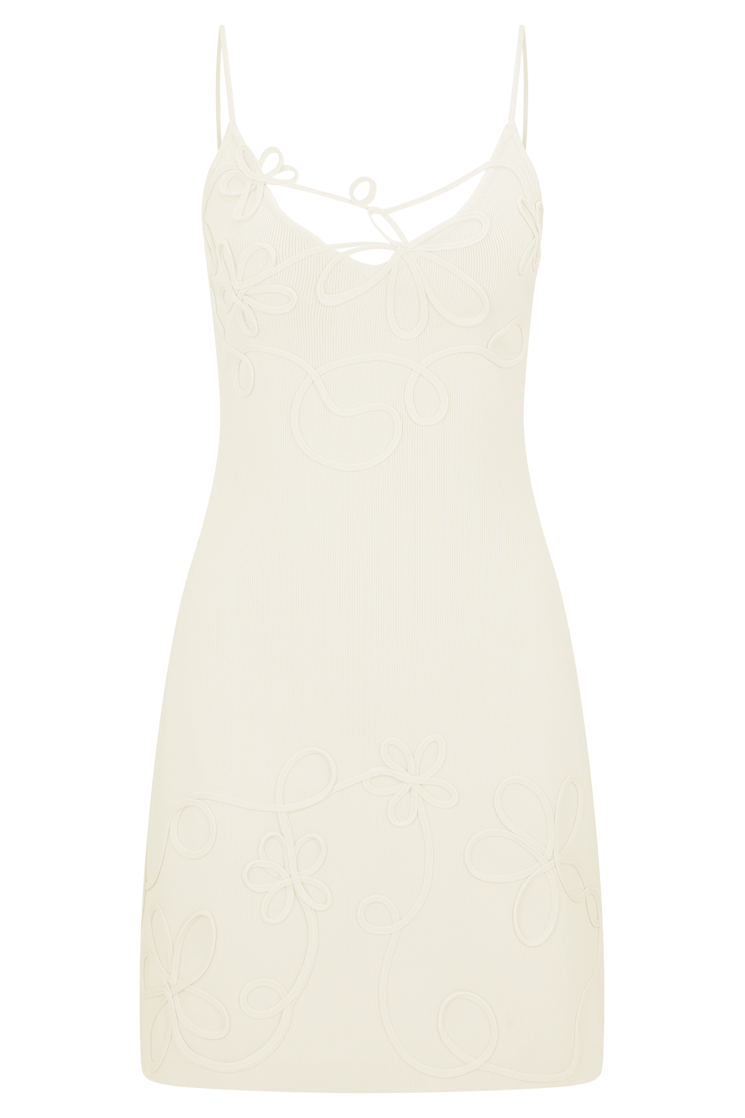 Brullo Embroidery Knit Mini Dress - Ivory - Image 9