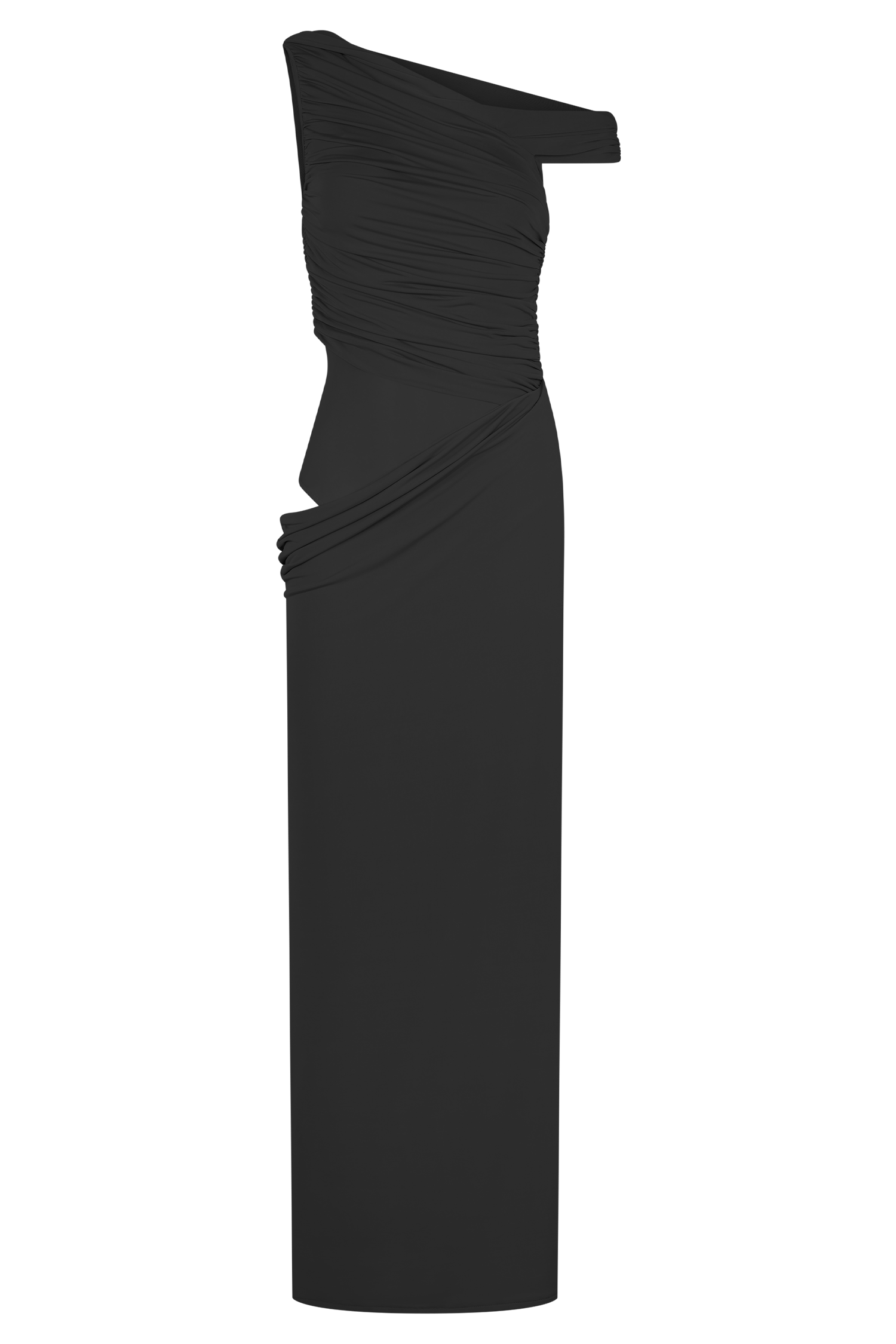 Callen One Shoulder Slinky Maxi Dress - Black - Image 8