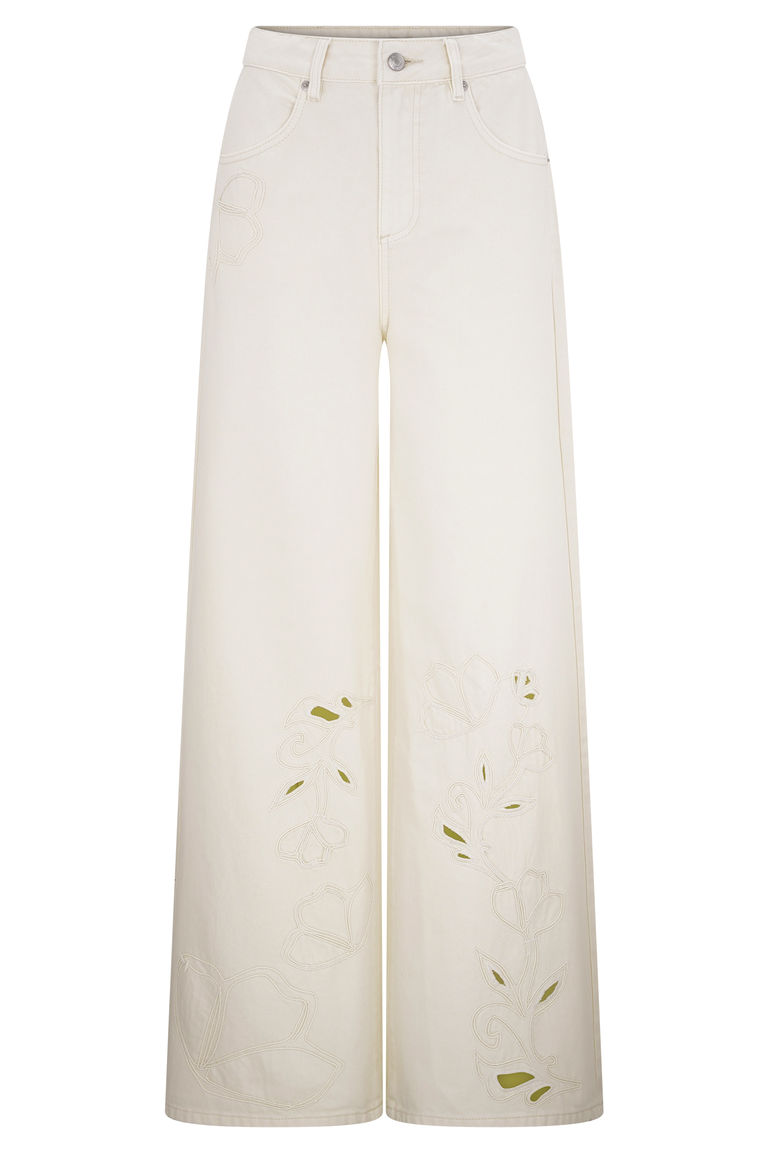 Carmella Embroided Jeans - Ecru - Image 7
