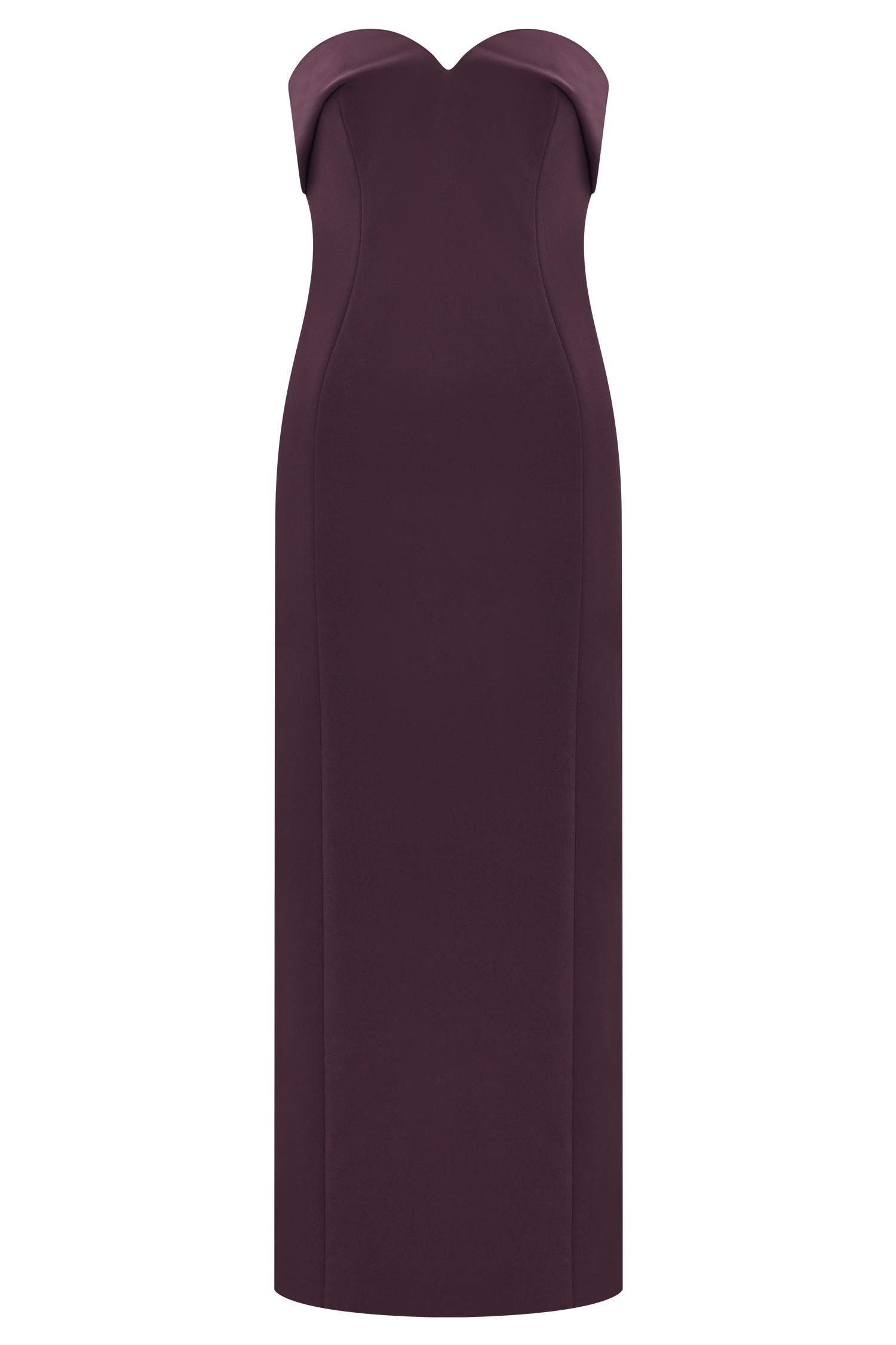 Cary Folded Strapless Crepe Midi Dress - Wine - Image 7