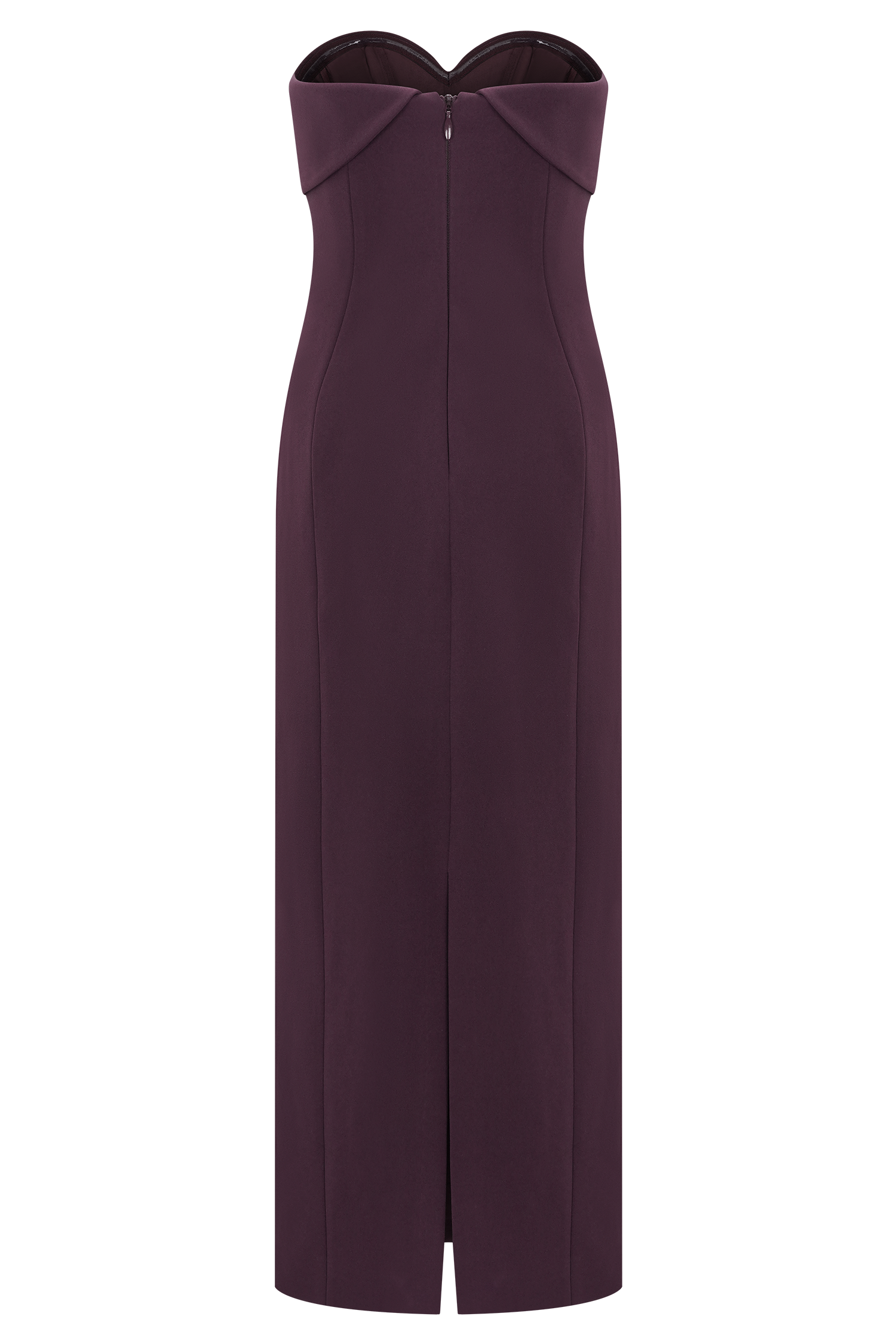 Cary Folded Strapless Crepe Midi Dress - Wine - Image 6