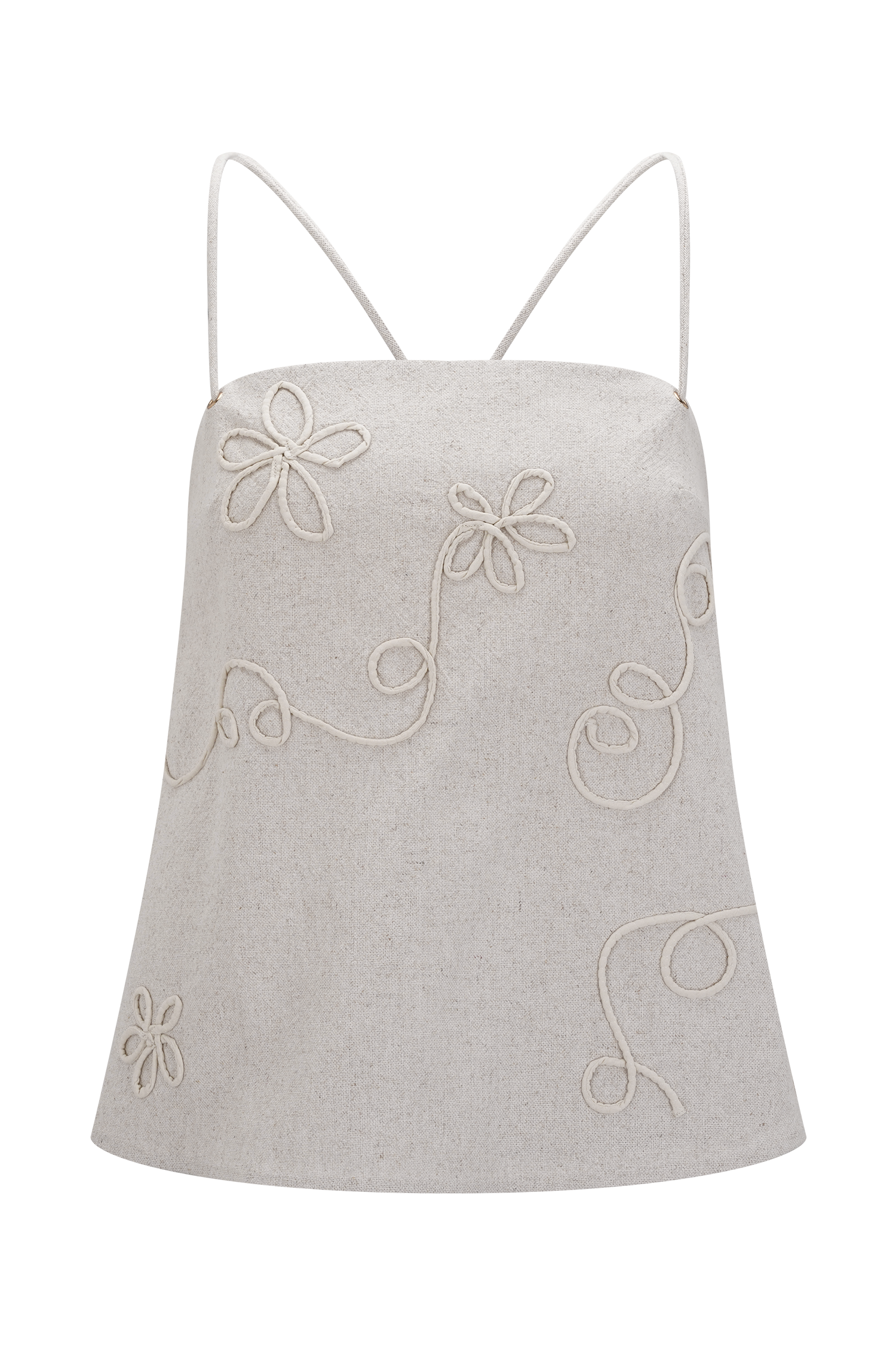 Casey Linen Corded Embroidered Linen Top - Natural - Image 11