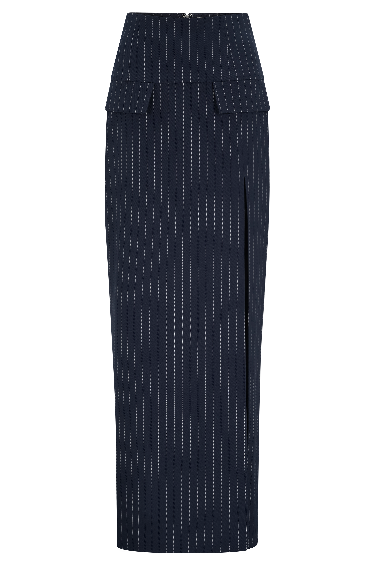 Cassie Column Maxi Skirt - Navy Pinstripe - Image 9