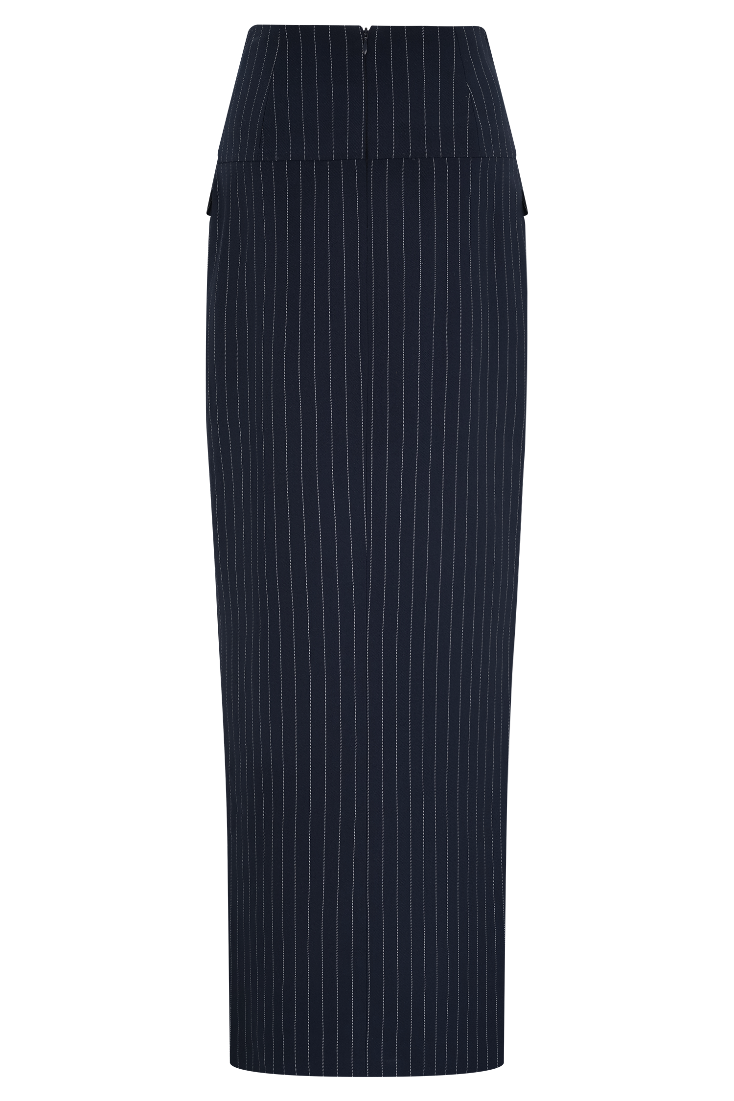 Cassie Column Maxi Skirt - Navy Pinstripe - Image 8