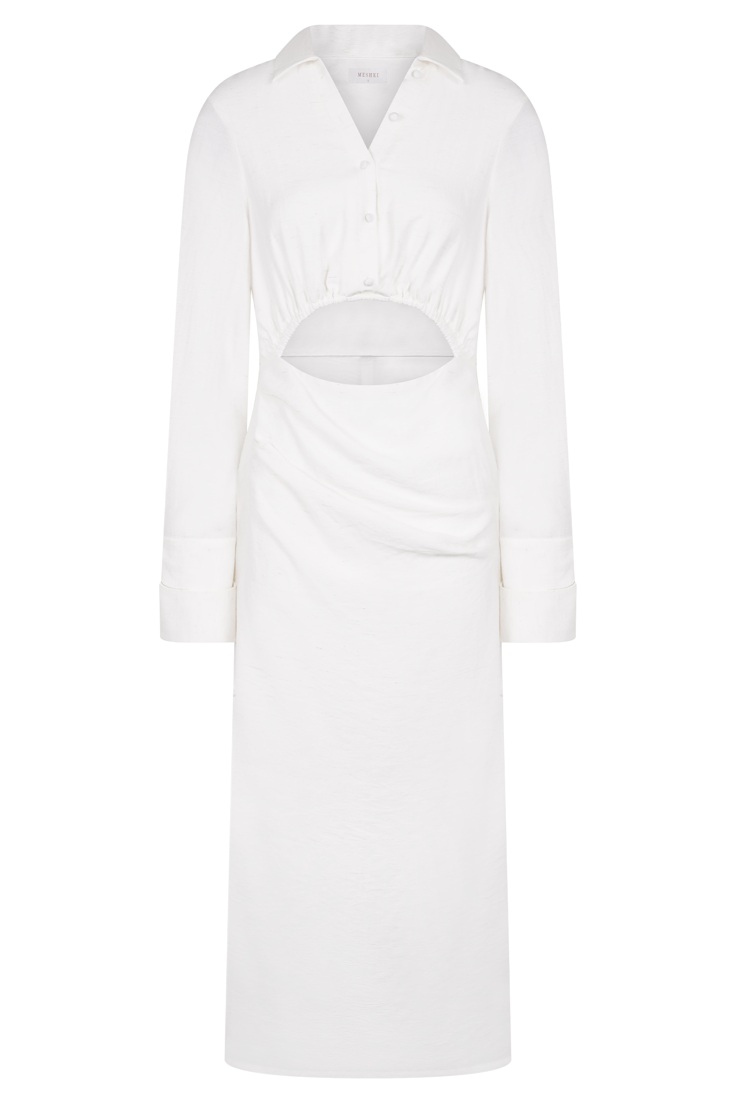 Cecilie Cut Out Shirt Midi Dress - White - Image 7