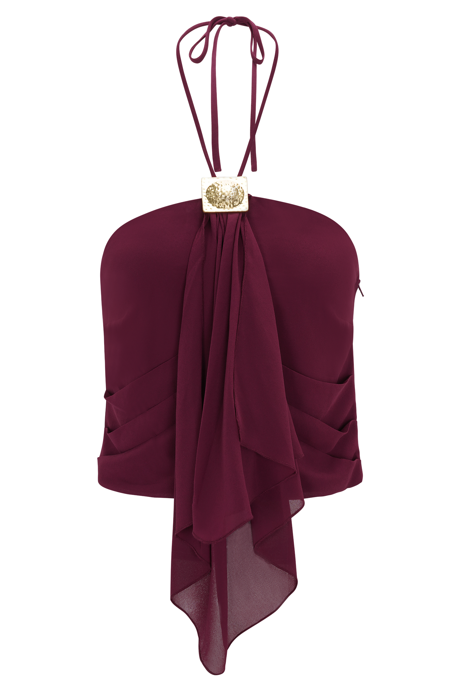 Celina Chiffon Halter Top With Hardware - Cherry Red - Image 9