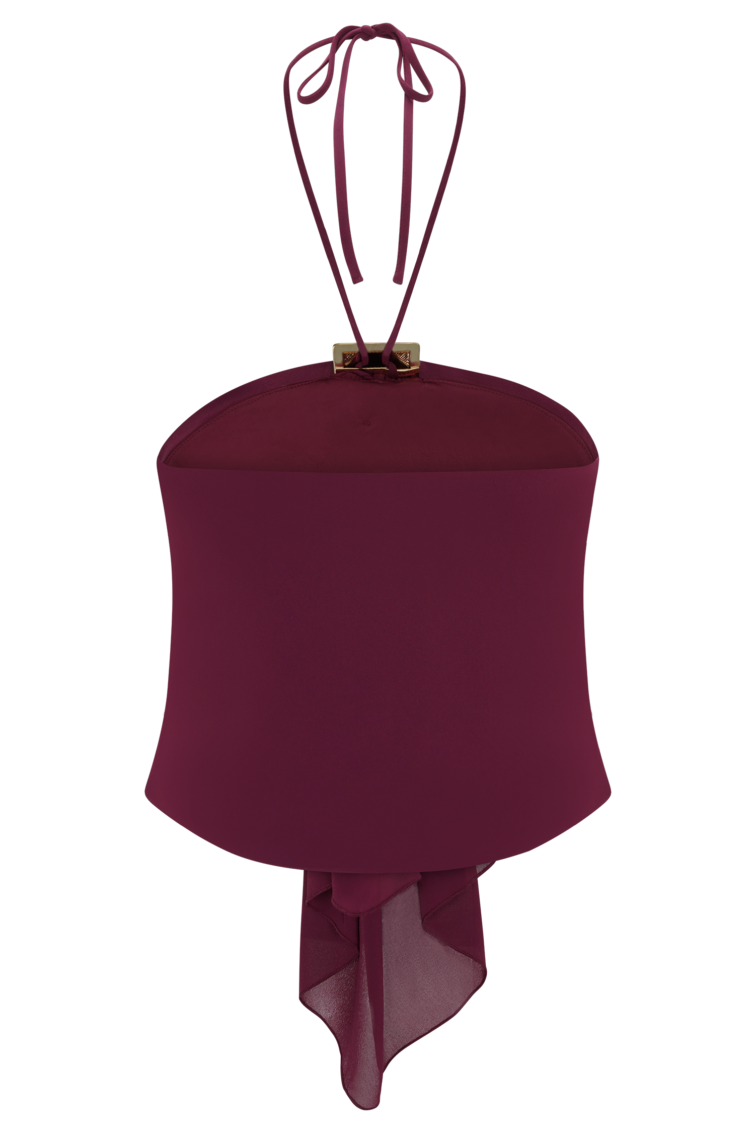 Celina Chiffon Halter Top With Hardware - Cherry Red - Image 8