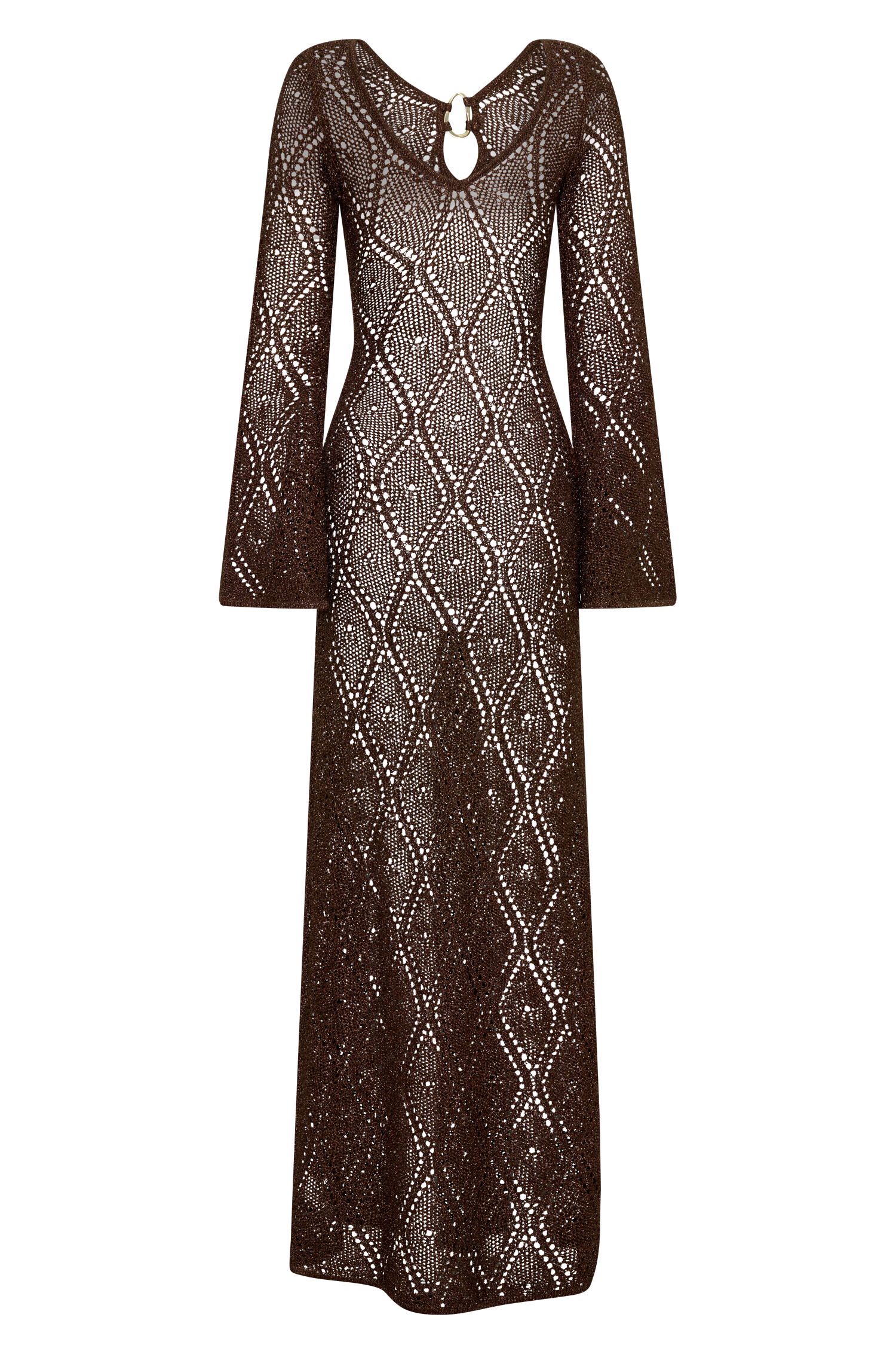 Chelsea Lurex Crochet Maxi Dress - Bronze - Image 10