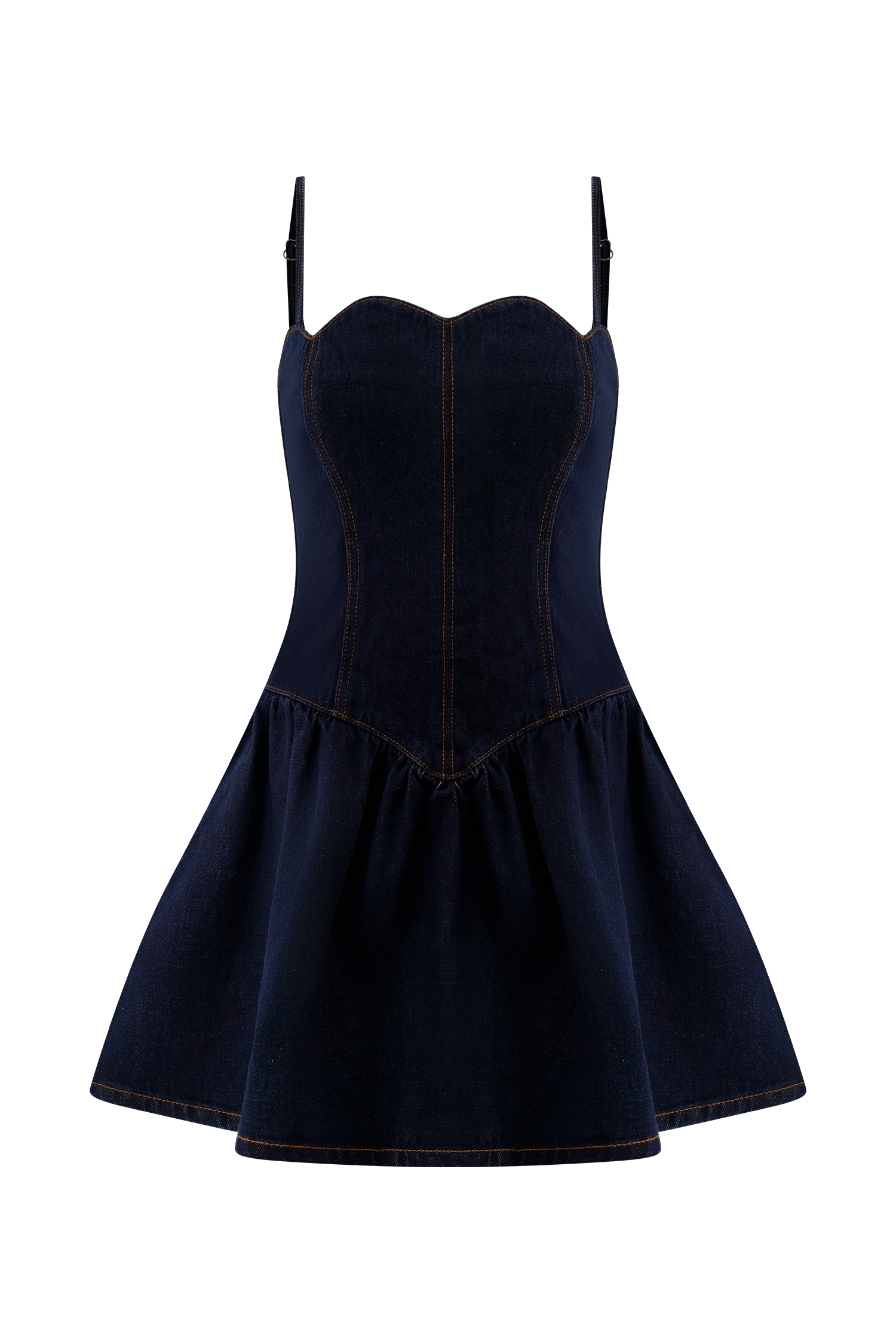 Cheyenne Scallop Denim Mini Dress - Indigo Blue - Image 10