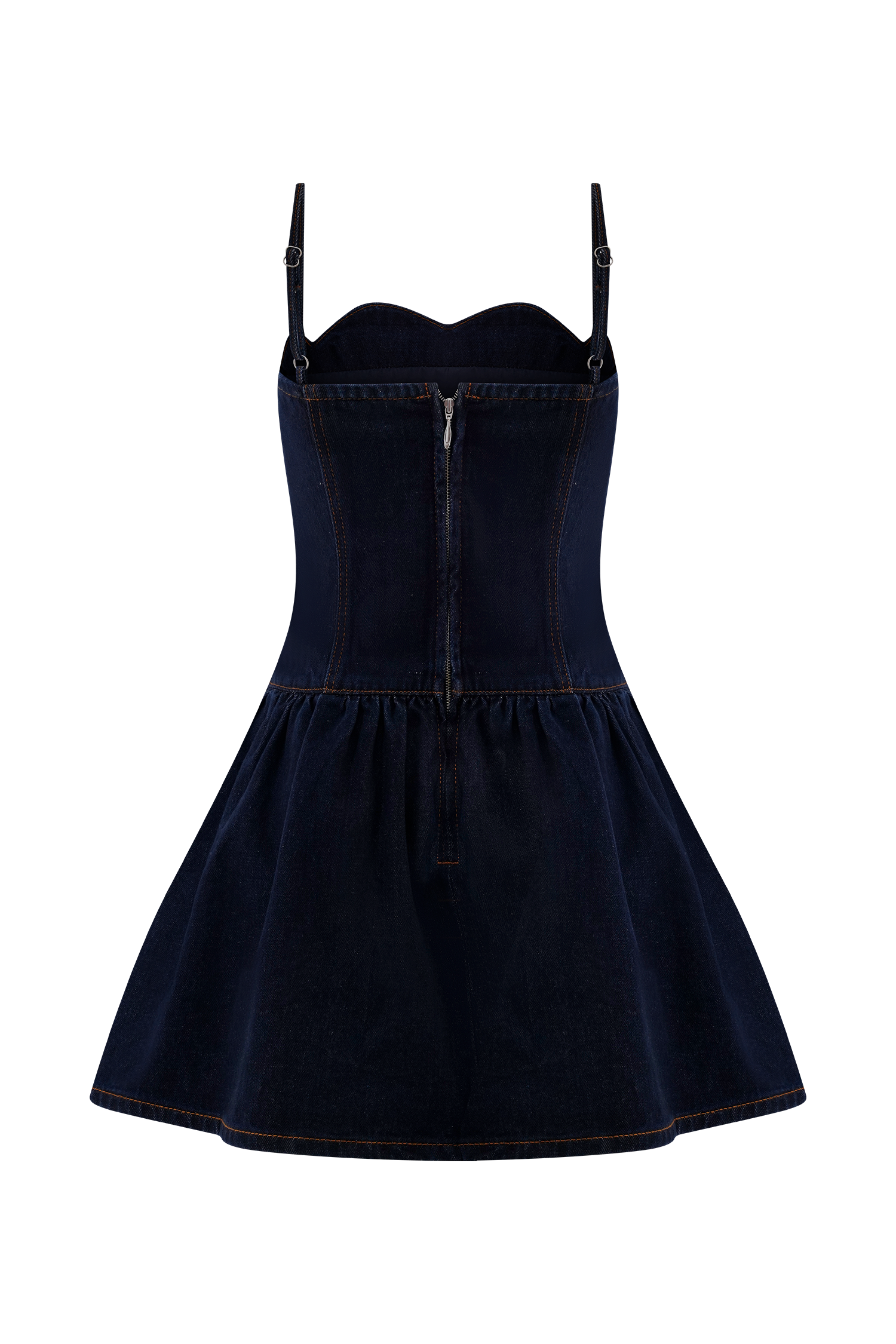 Cheyenne Scallop Denim Mini Dress - Indigo Blue - Image 9