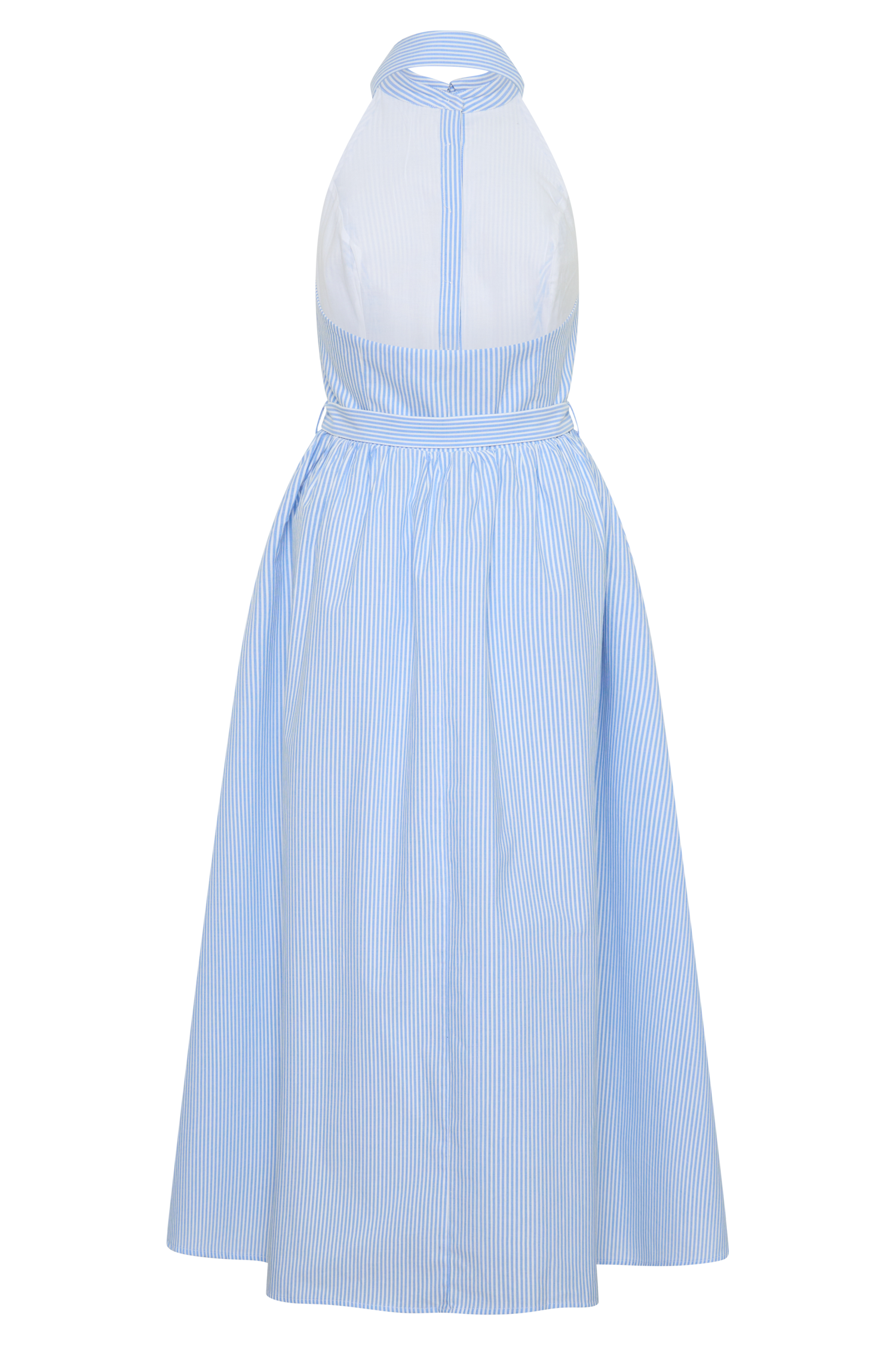 Cindy Collared Midi Dress - Blue Pinstripe - Image 8