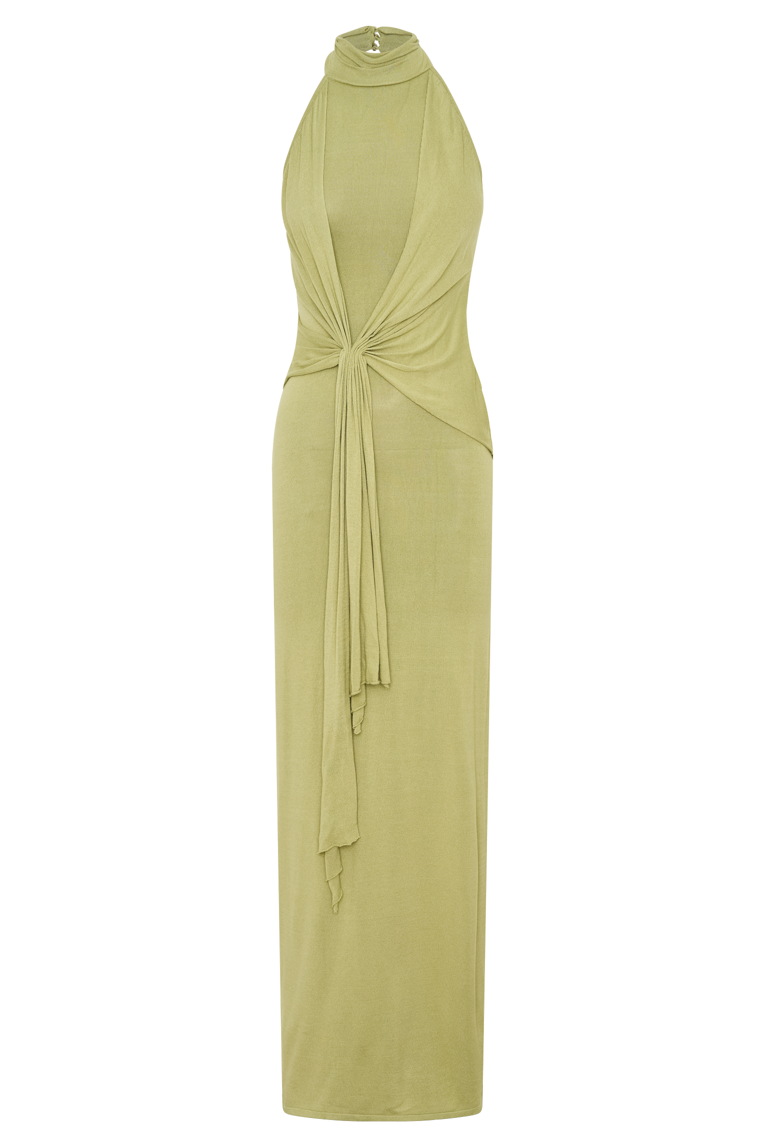 Cindylou Halter Knit Maxi Dress - Light Olive - Image 8
