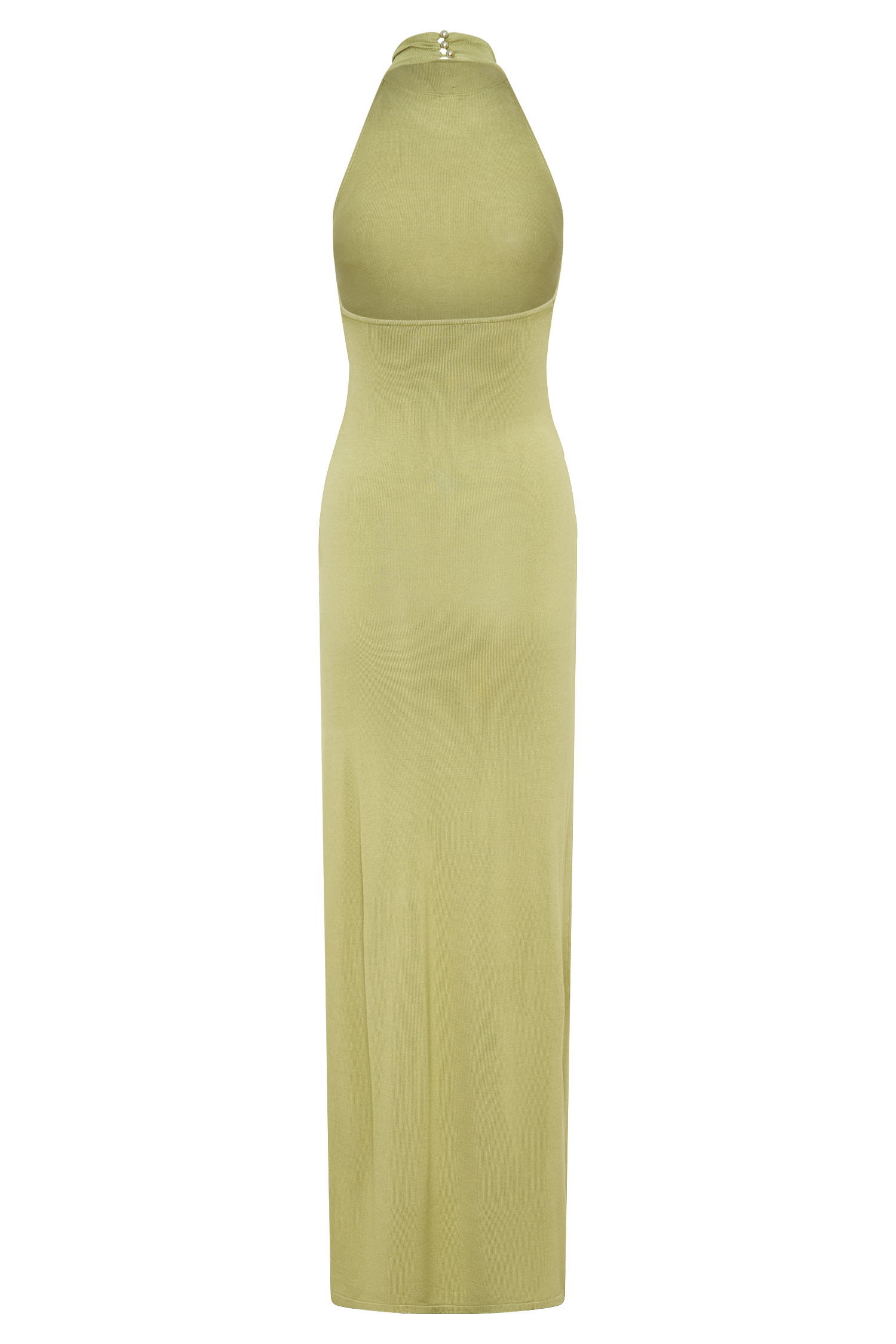 Cindylou Halter Knit Maxi Dress - Light Olive - Image 7