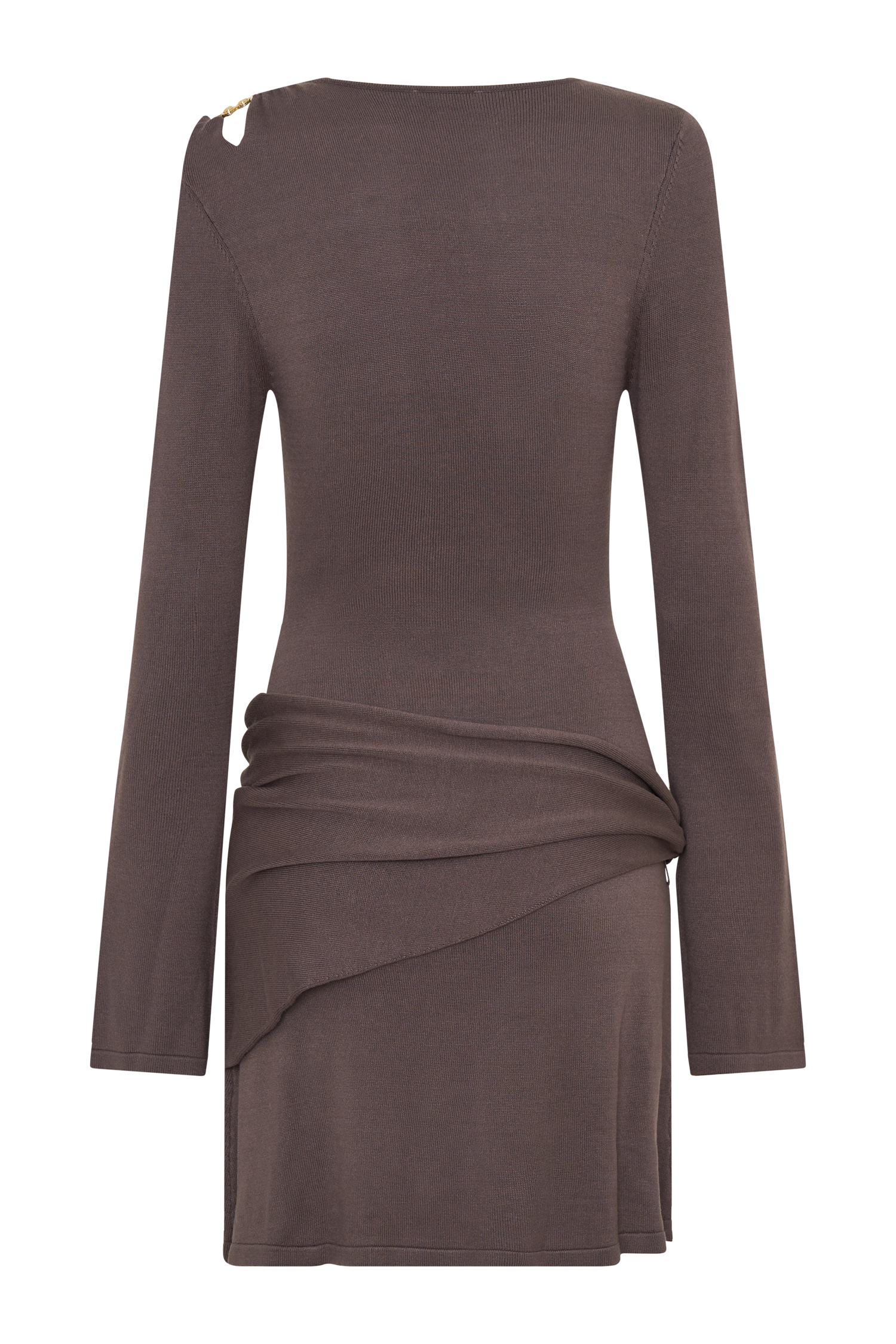 Cresida Knit Long Sleeve Mini Dress With Hardware - Peppercorn - Image 7
