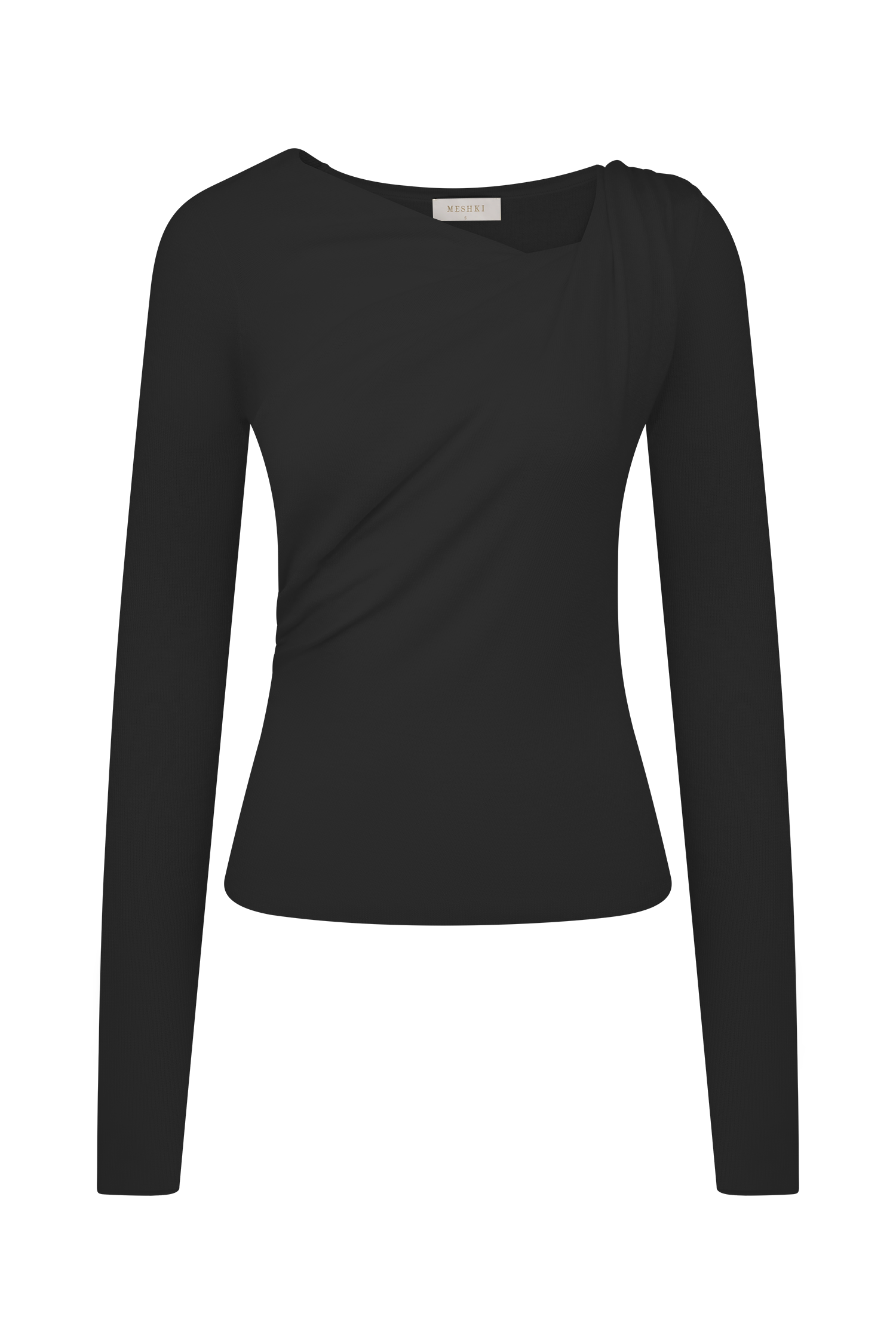 Culver Draped Twist Knit Top - Black - Image 7