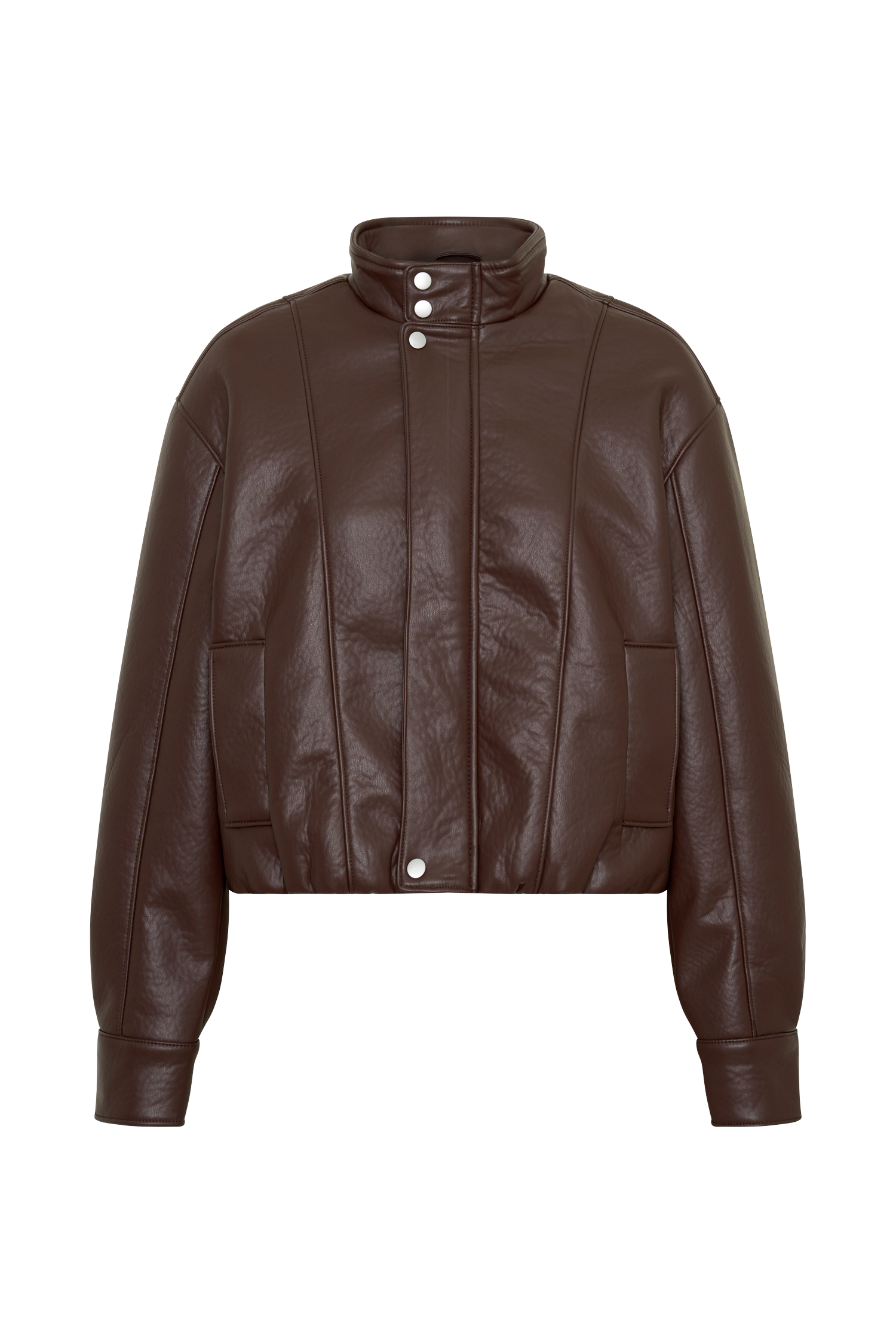 Curtis Faux Leather Bomber Jacket - Dark Chocolate - Image 11