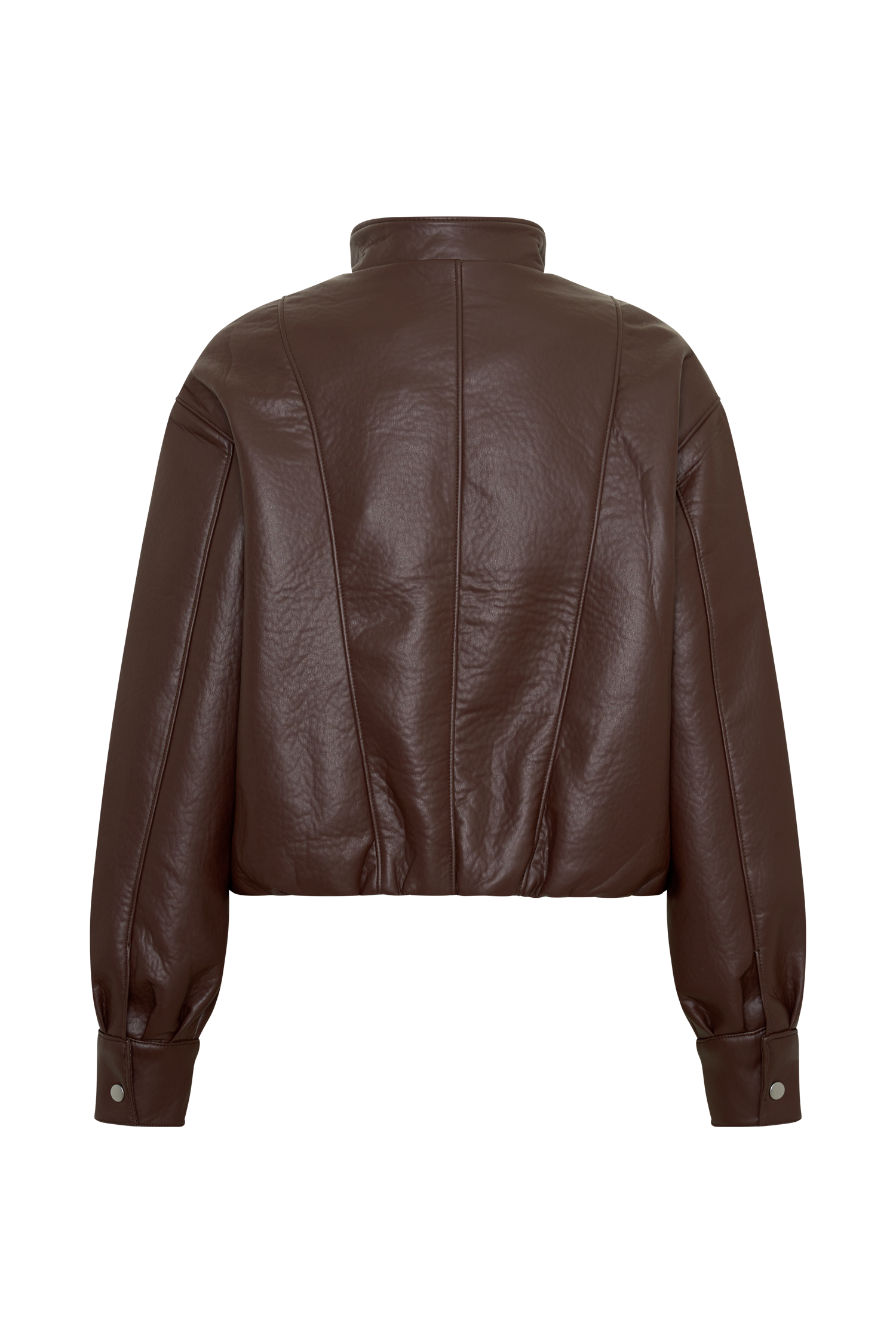Curtis Faux Leather Bomber Jacket - Dark Chocolate - Image 10