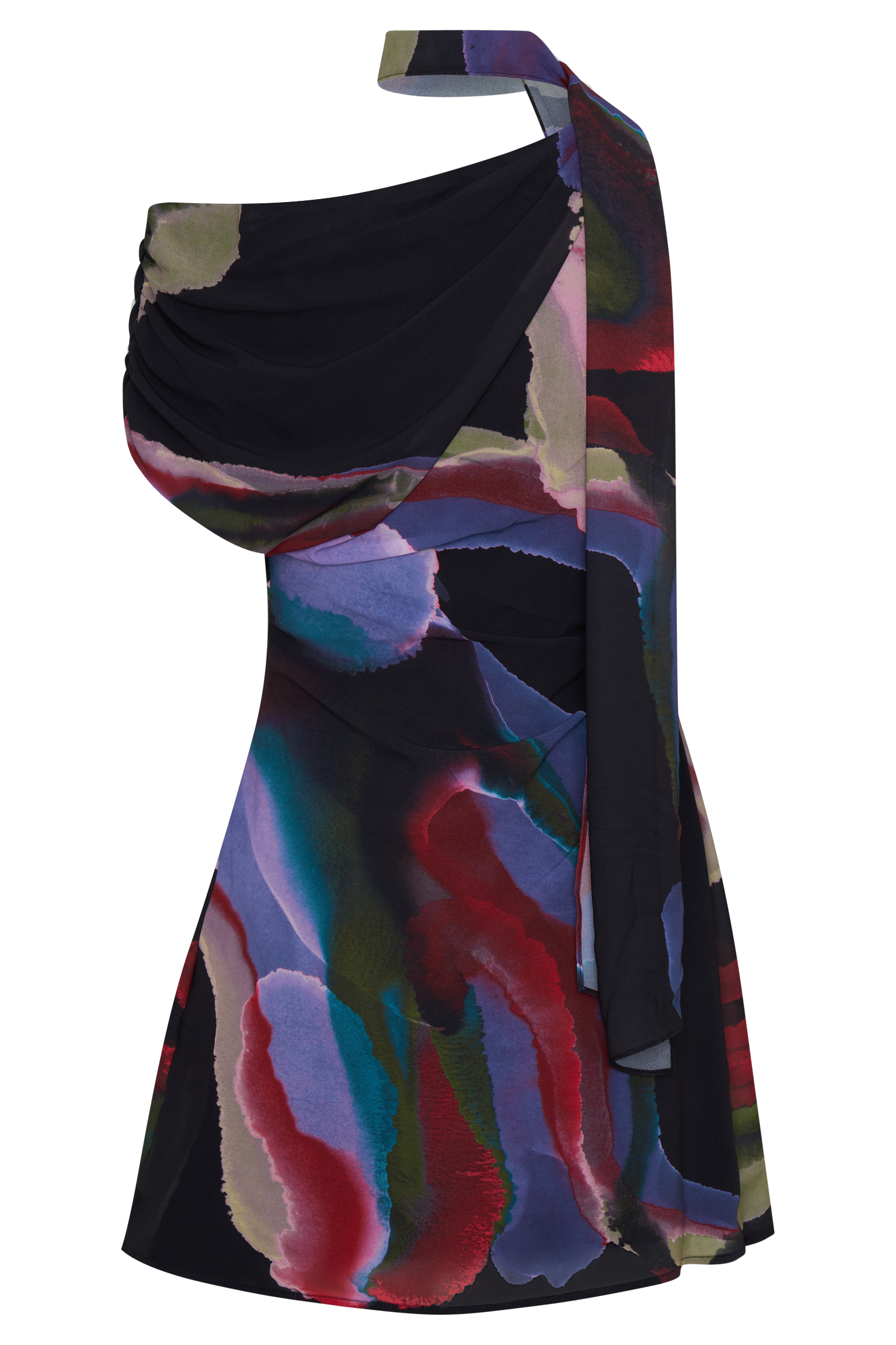 Daisie Chiffon Mini Dress - Multi Fluid Reverie Print - Image 10