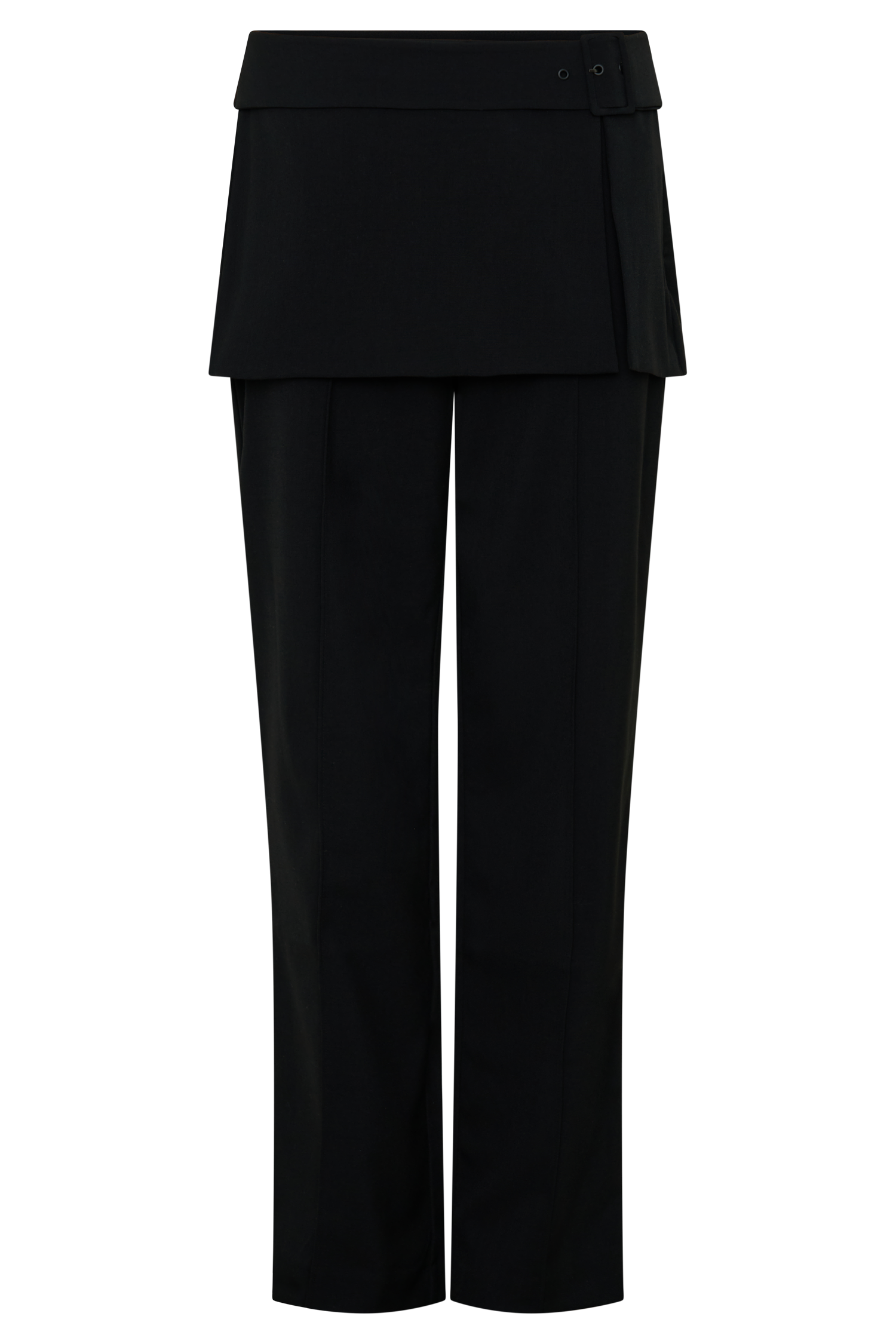 Daisy Wrap Skirt Straight Leg Pants - Black - Image 11