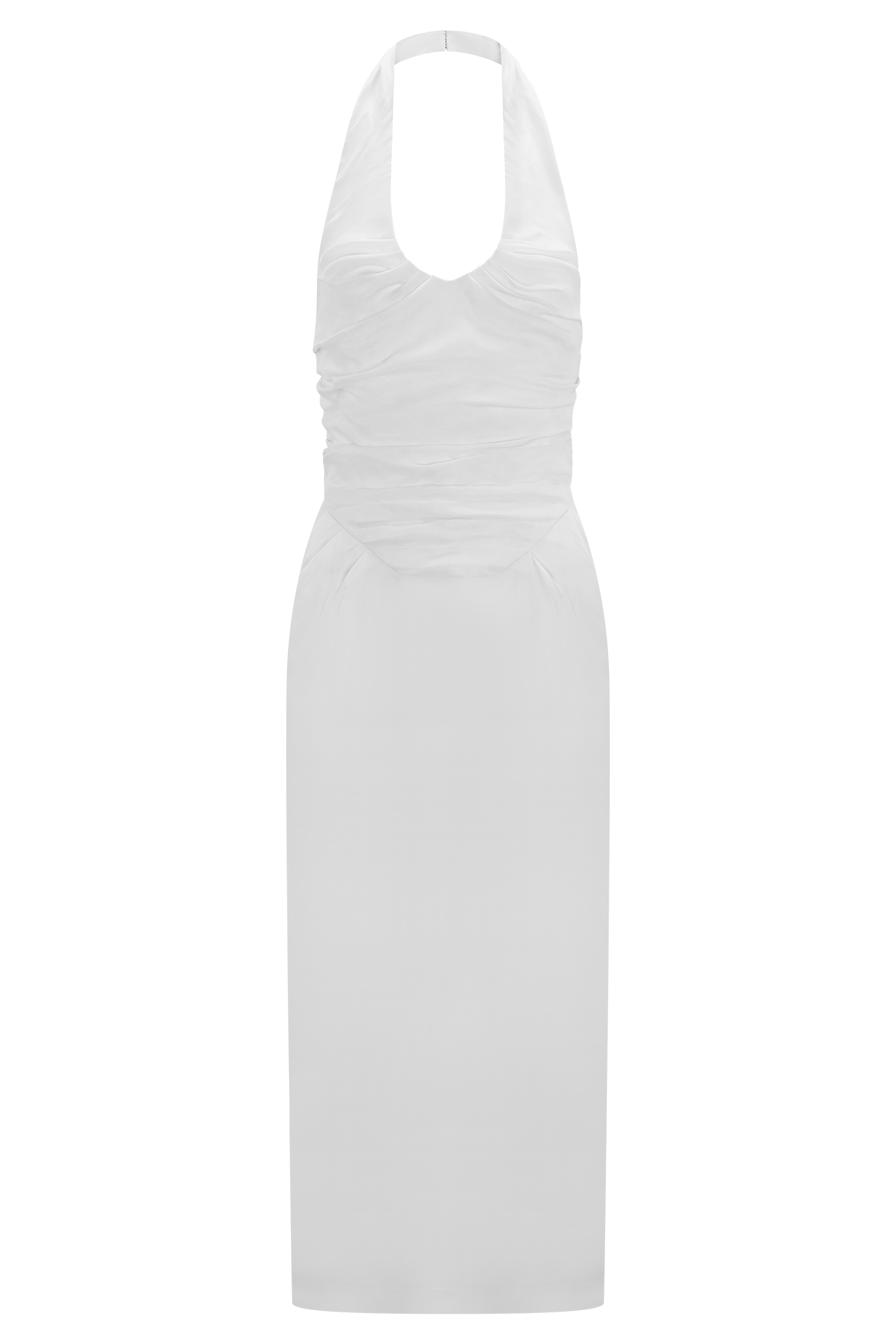 Daniela Ruched Halter Midi Dress - White - Image 8