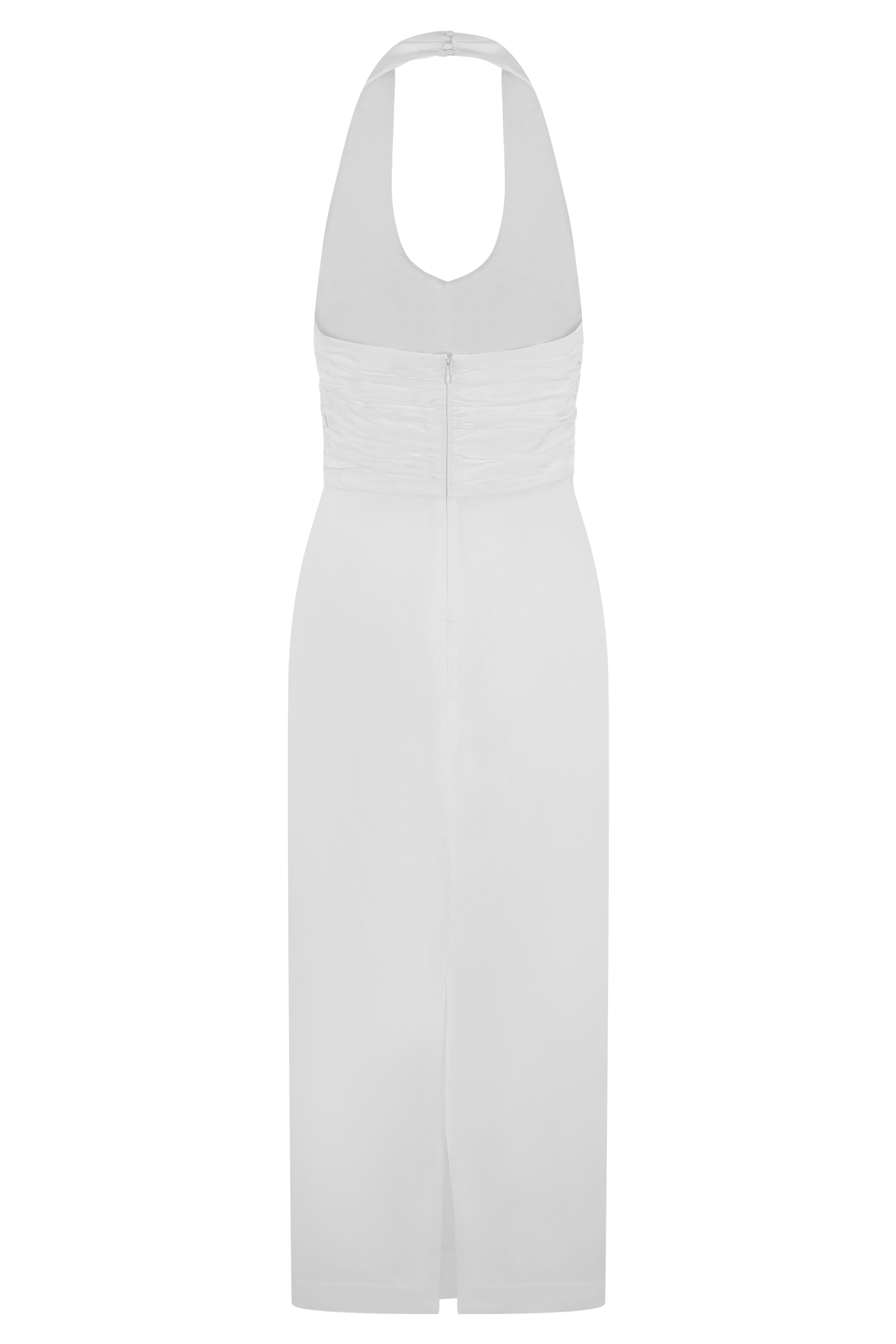 Daniela Ruched Halter Midi Dress - White - Image 7