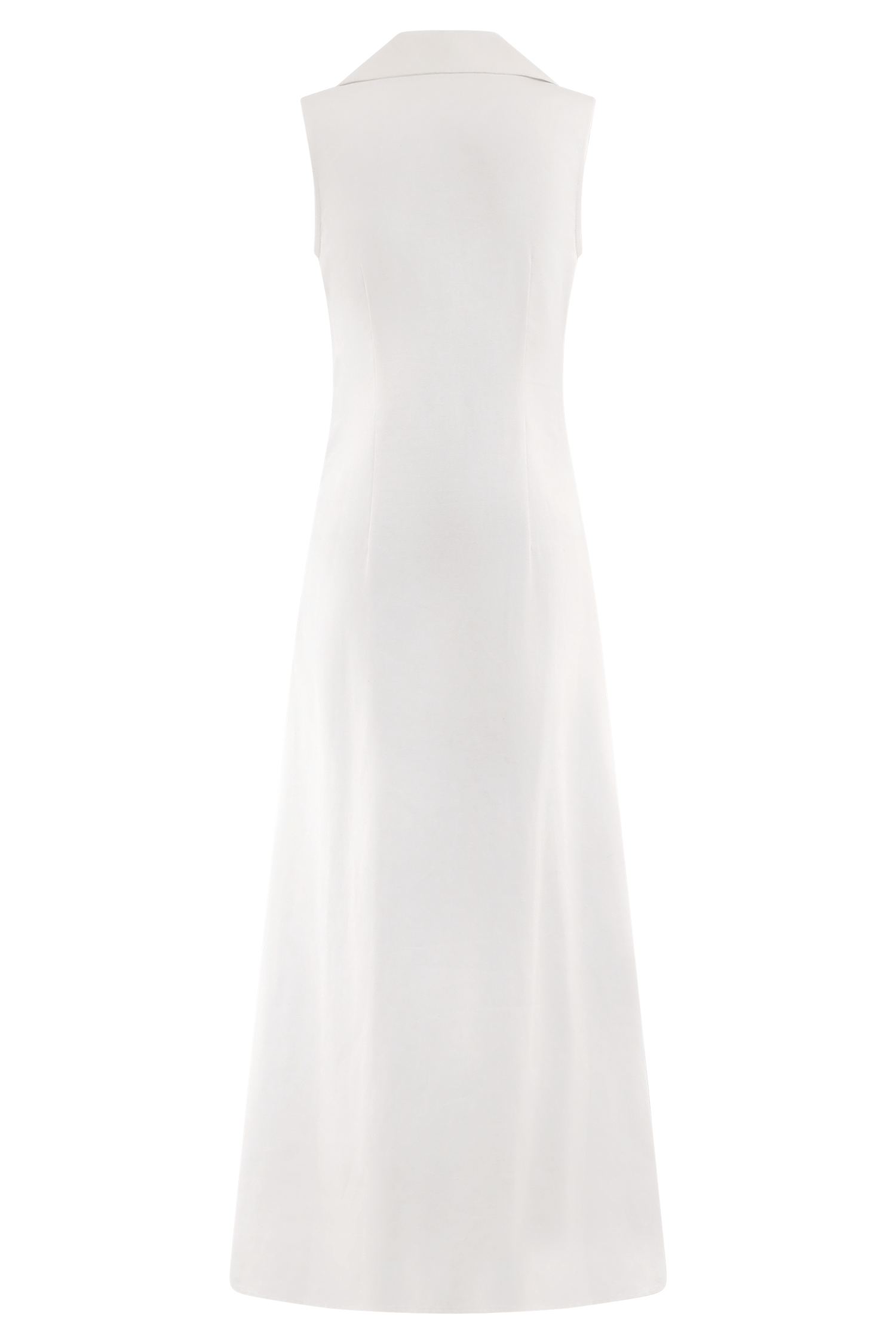 Dante Ruched Linen Midi Dress - White - Image 10