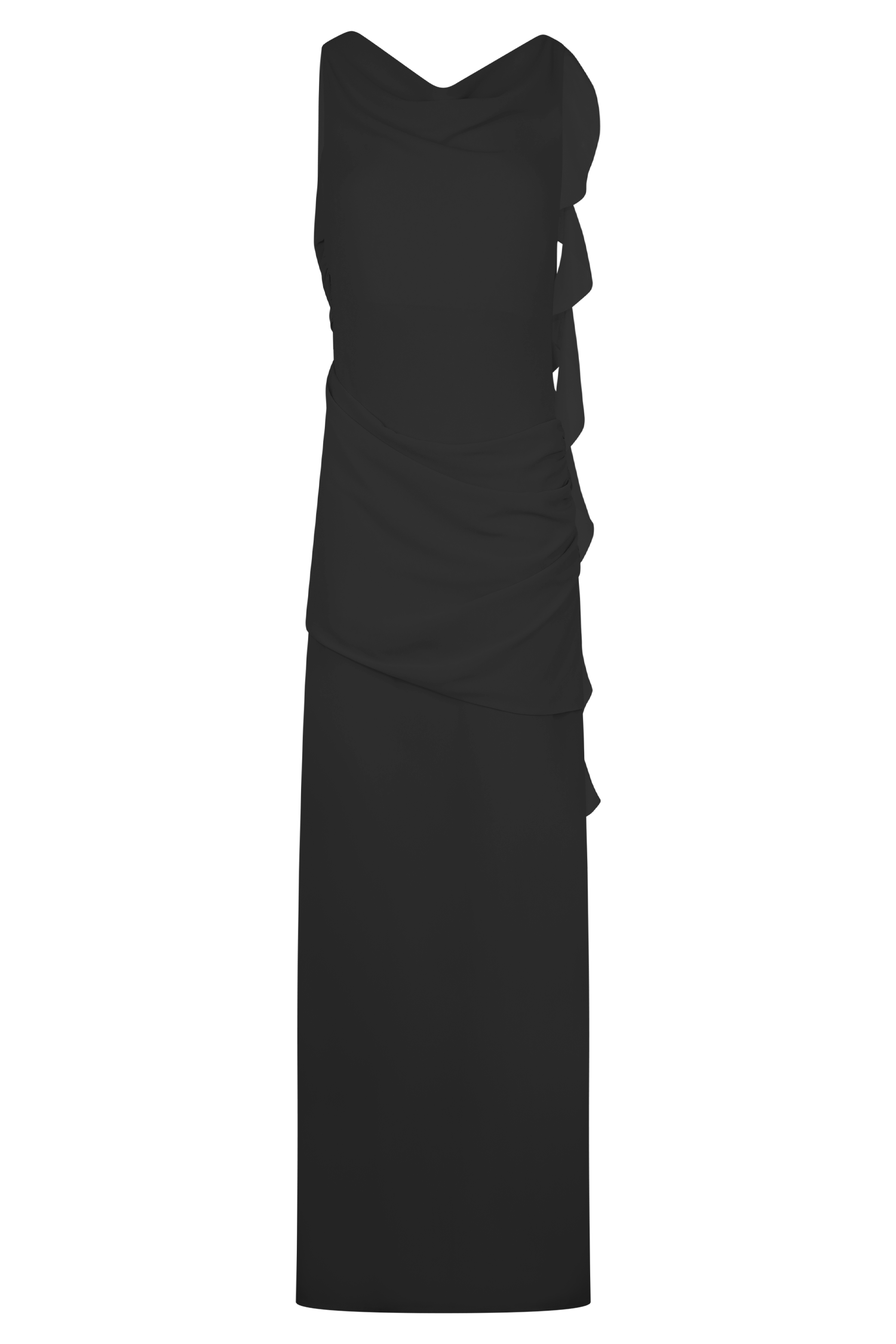 Daria Draped Chiffon Maxi Dress - Black - Image 9