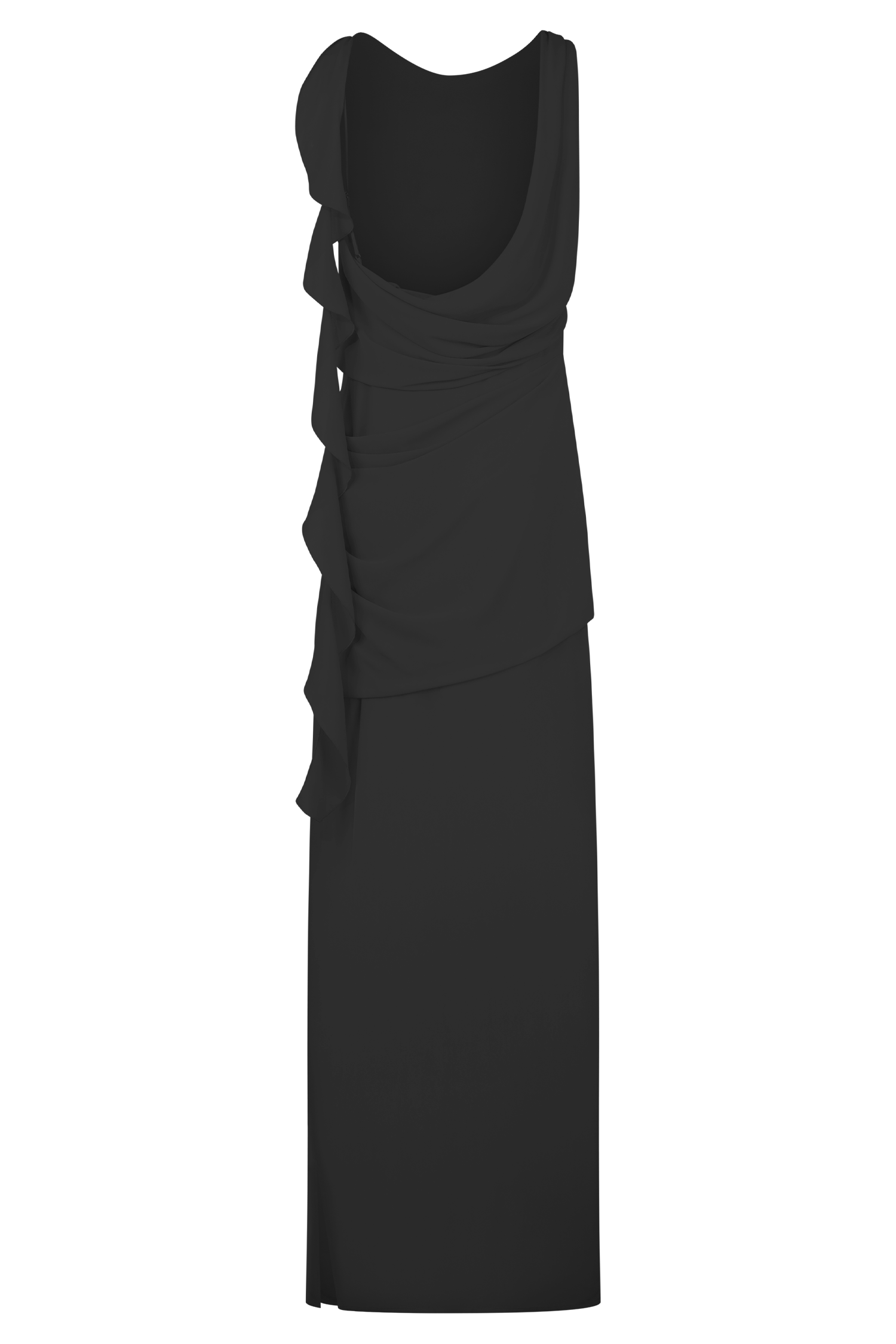 Daria Draped Chiffon Maxi Dress - Black - Image 8