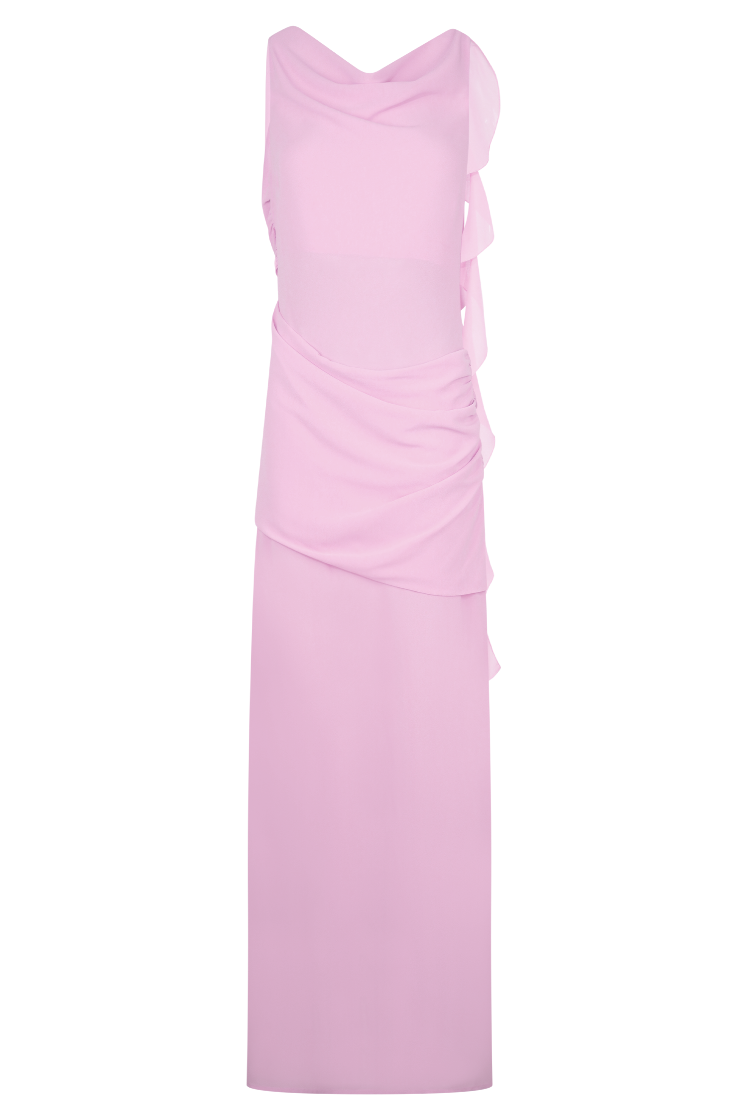 Daria Draped Chiffon Maxi Dress - Light Lilac - Image 7