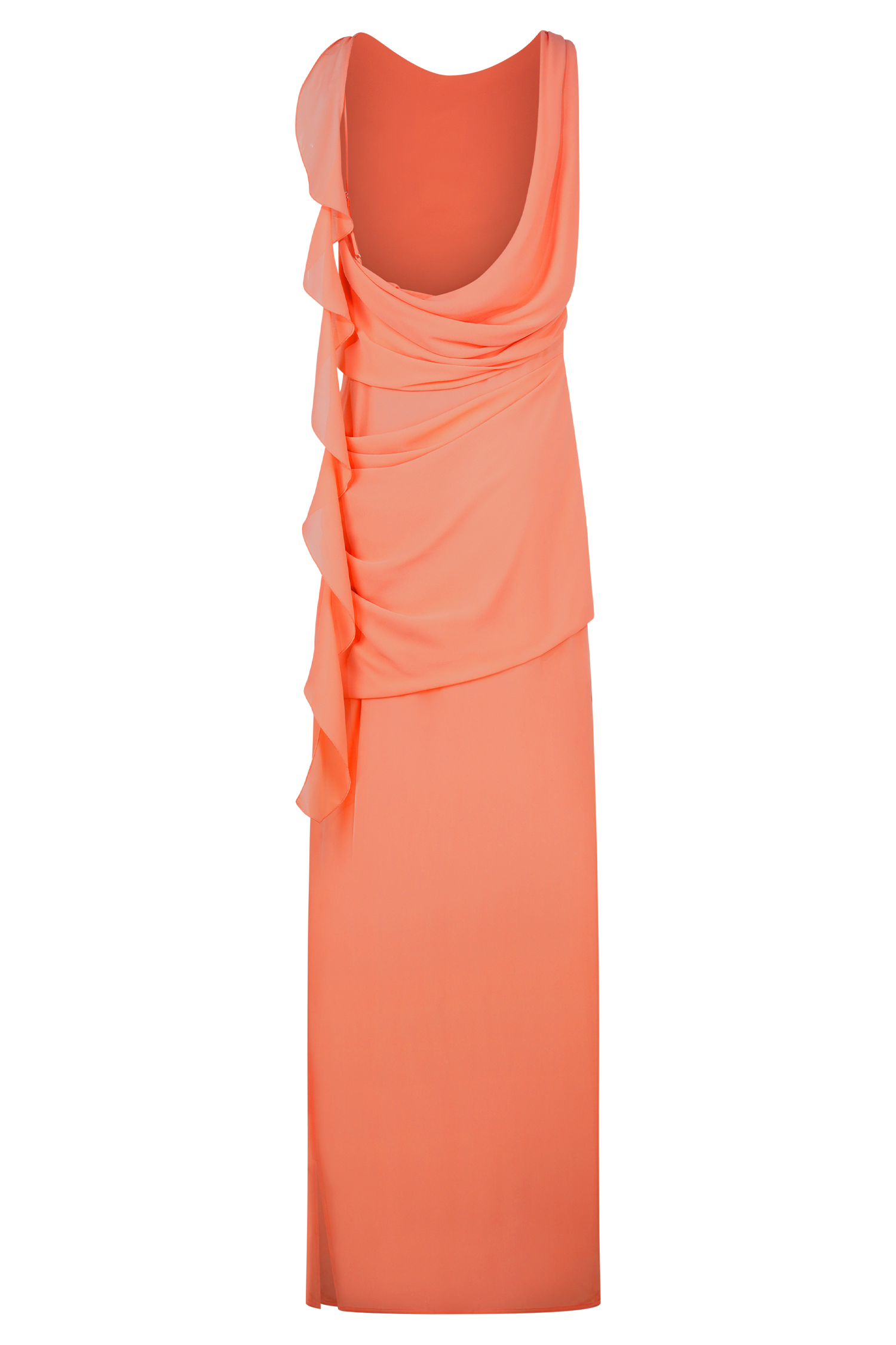 Daria Draped Chiffon Maxi Dress - Pastel Nectarine - Image 6