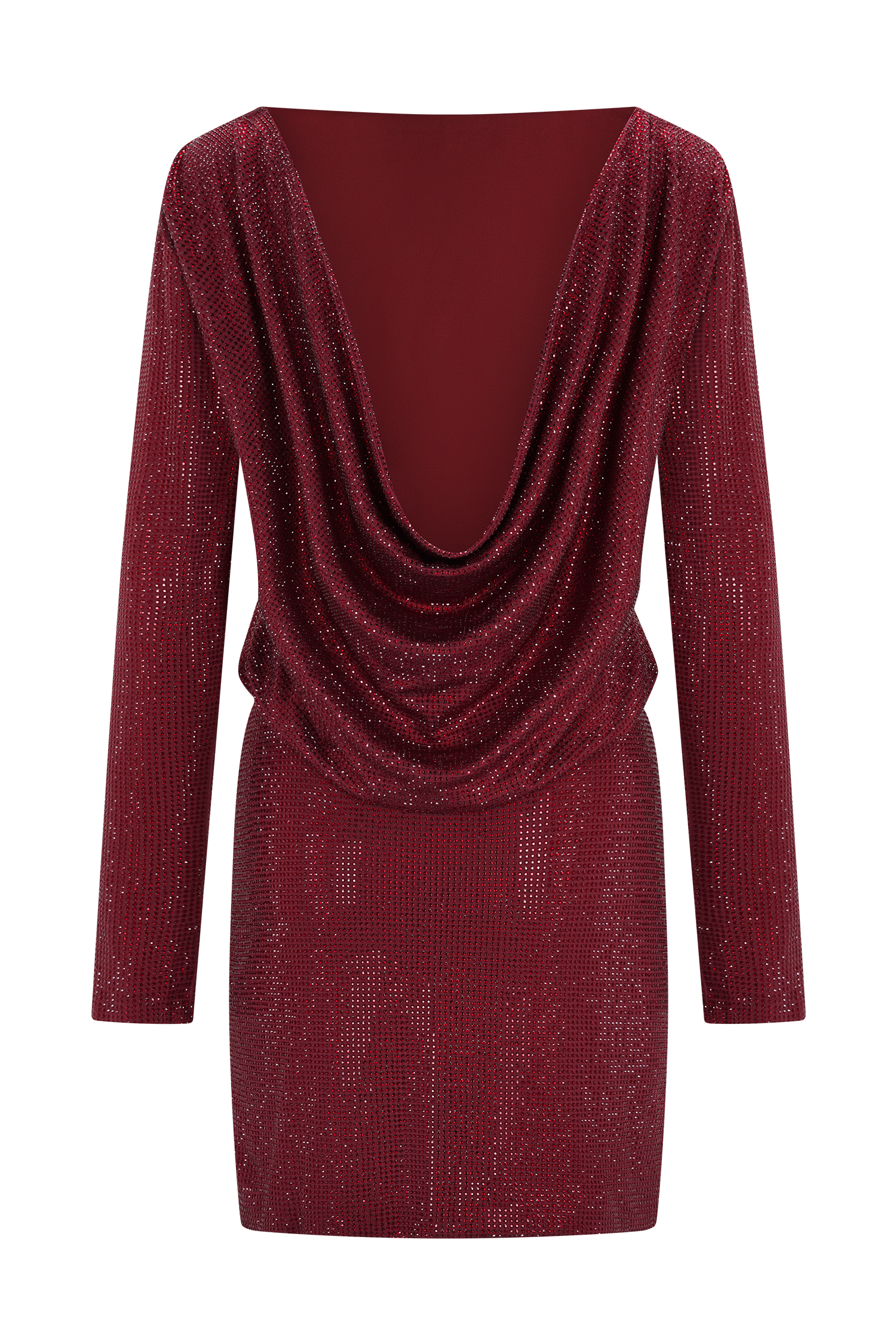 Darius Diamante Cowl Mini Dress - Wine - Image 5