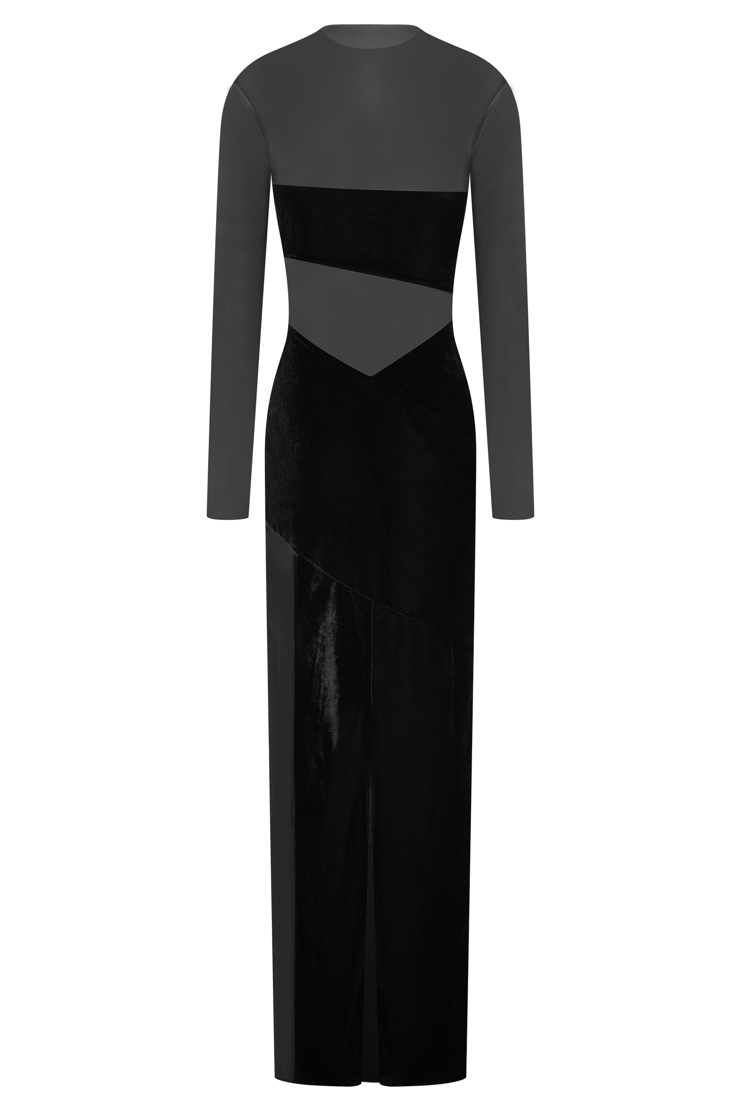 Davina Velvet And Mesh Maxi Dress - Black - Image 10