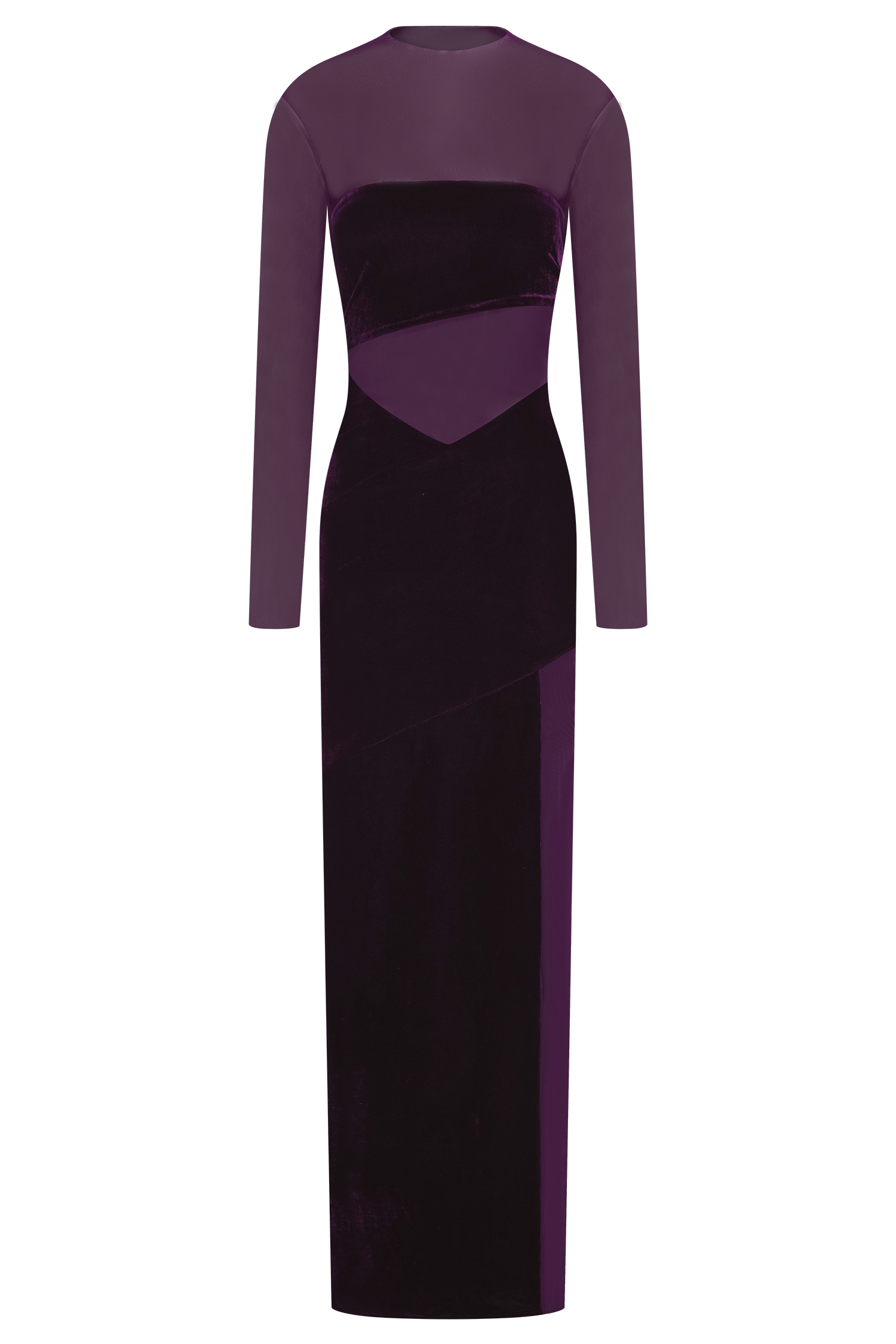 Davina Velvet And Mesh Maxi Dress - Purple - Image 6
