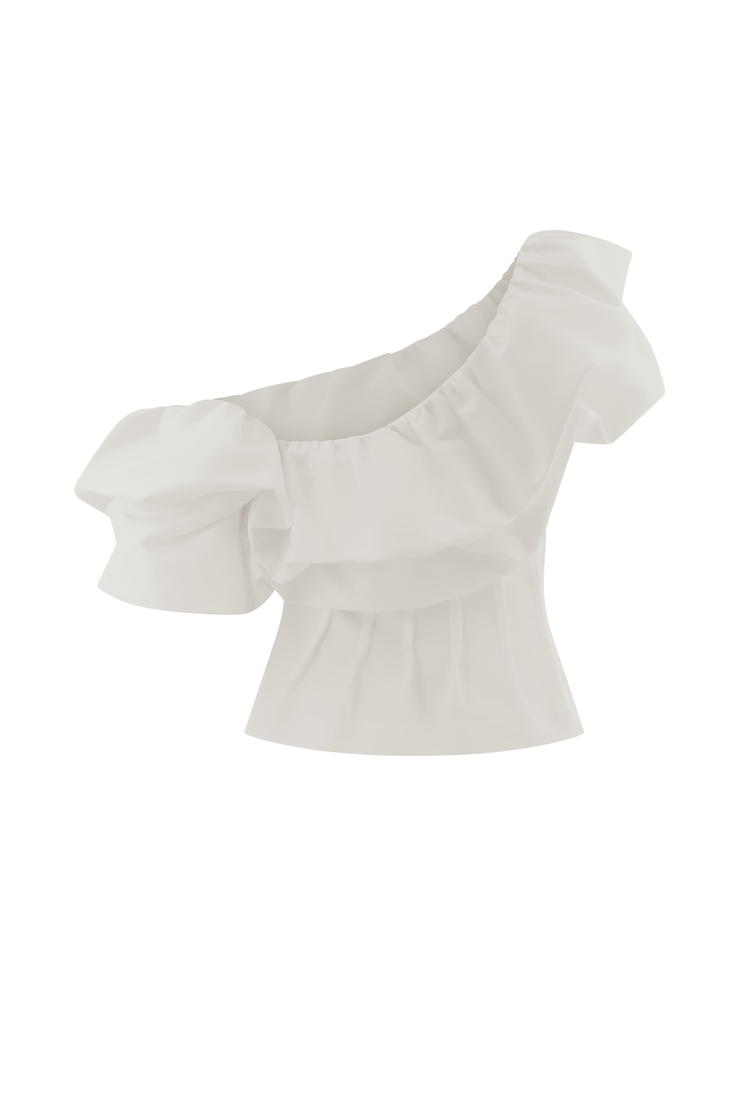 Debbie One Shoulder Bubble Top - White - Image 7