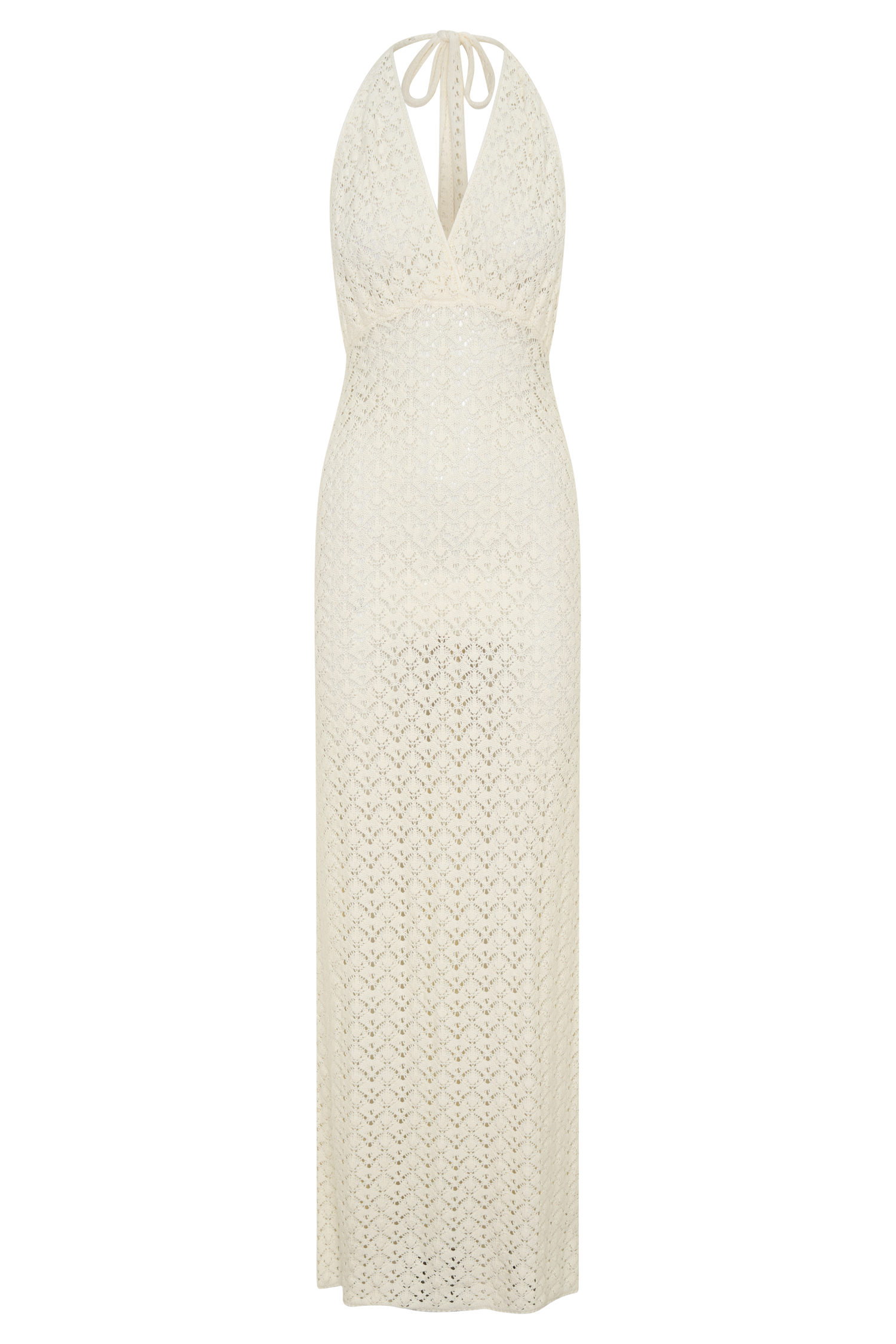 Deeliah Halterneck Crochet Maxi Dress - Ivory - Image 9