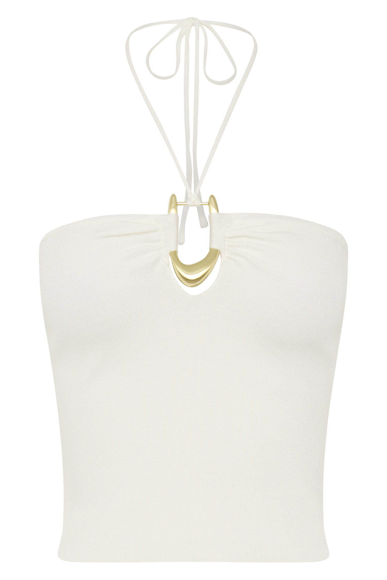 Dimitri Knit Halter Top With Hardware - Ivory - Image 11