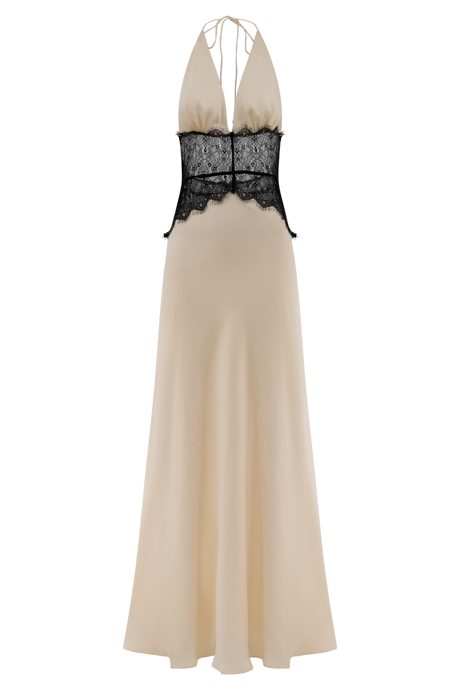 Dinah Lace And Satin Maxi Dress - Black/Ivory - Image 9