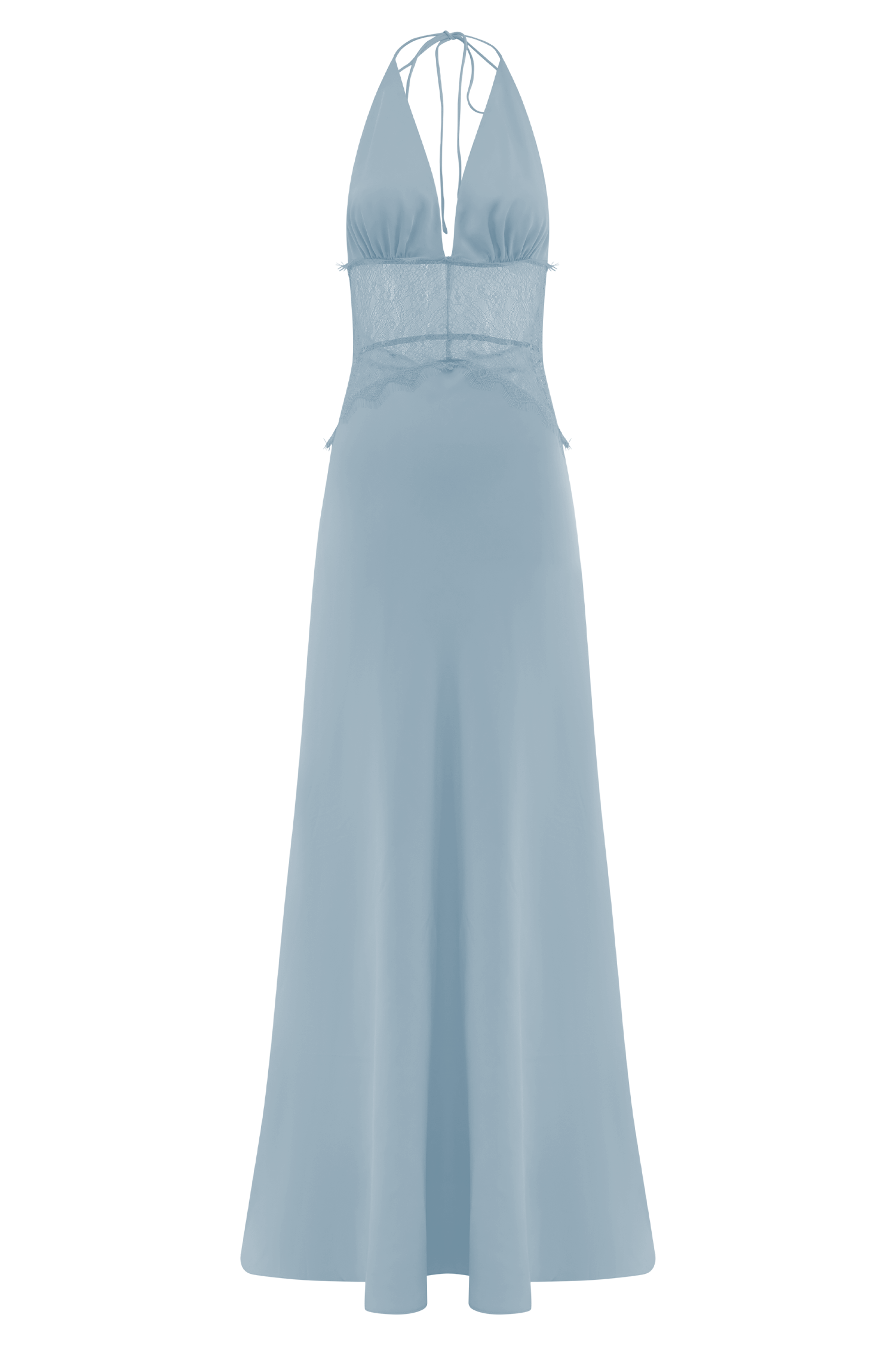 Dinah Lace And Satin Maxi Dress - Cornflower Blue - Image 7