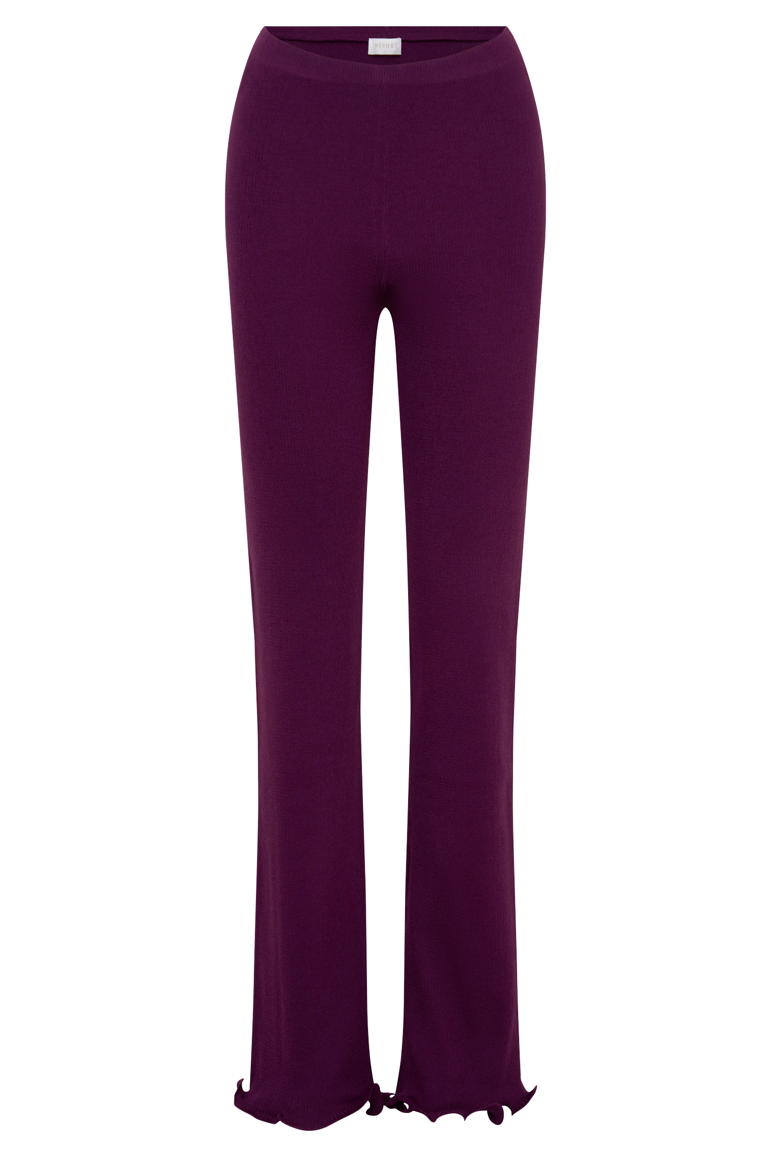 Diya Ribbed High Waisted Pants With Wire Hem - Plum - Image 9