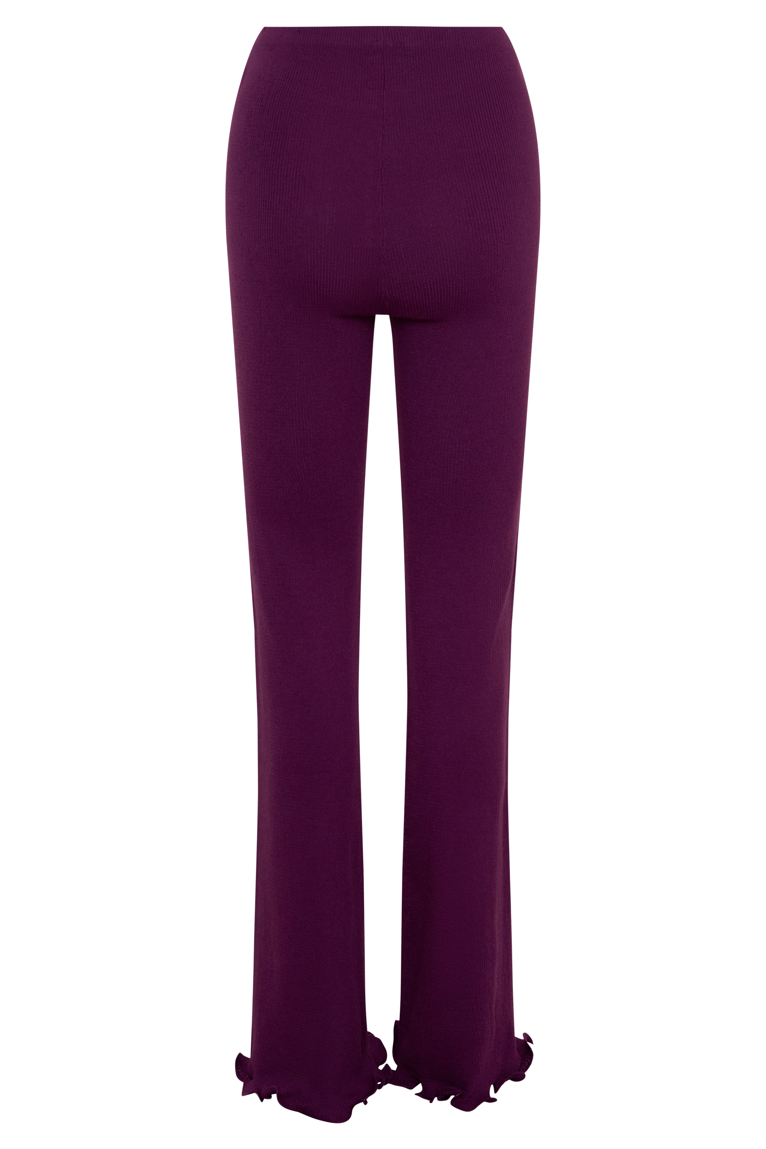 Diya Ribbed High Waisted Pants With Wire Hem - Plum - Image 8