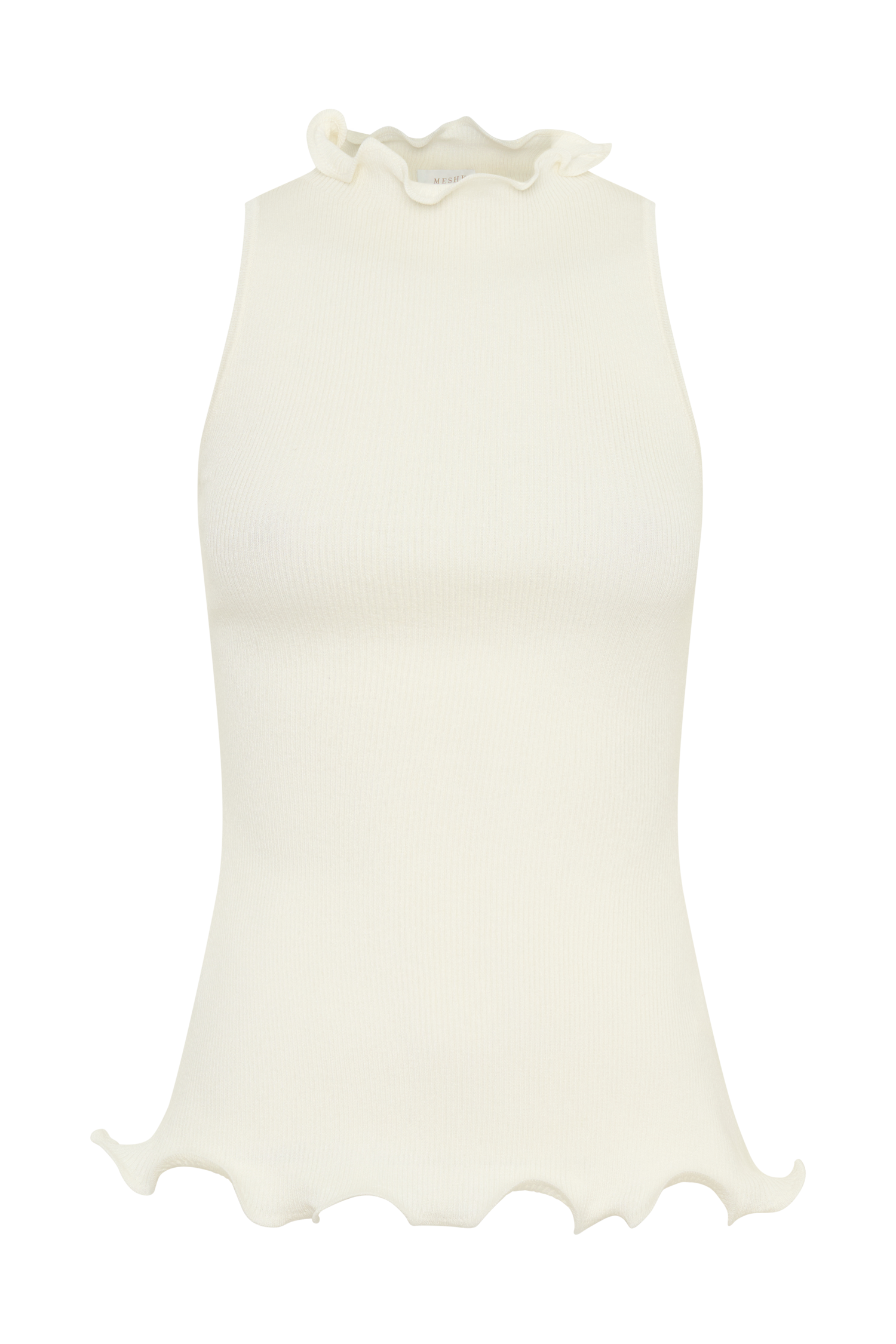 Diya Ribbed Sleeveless Top With Wire Hem - Ivory - Image 9