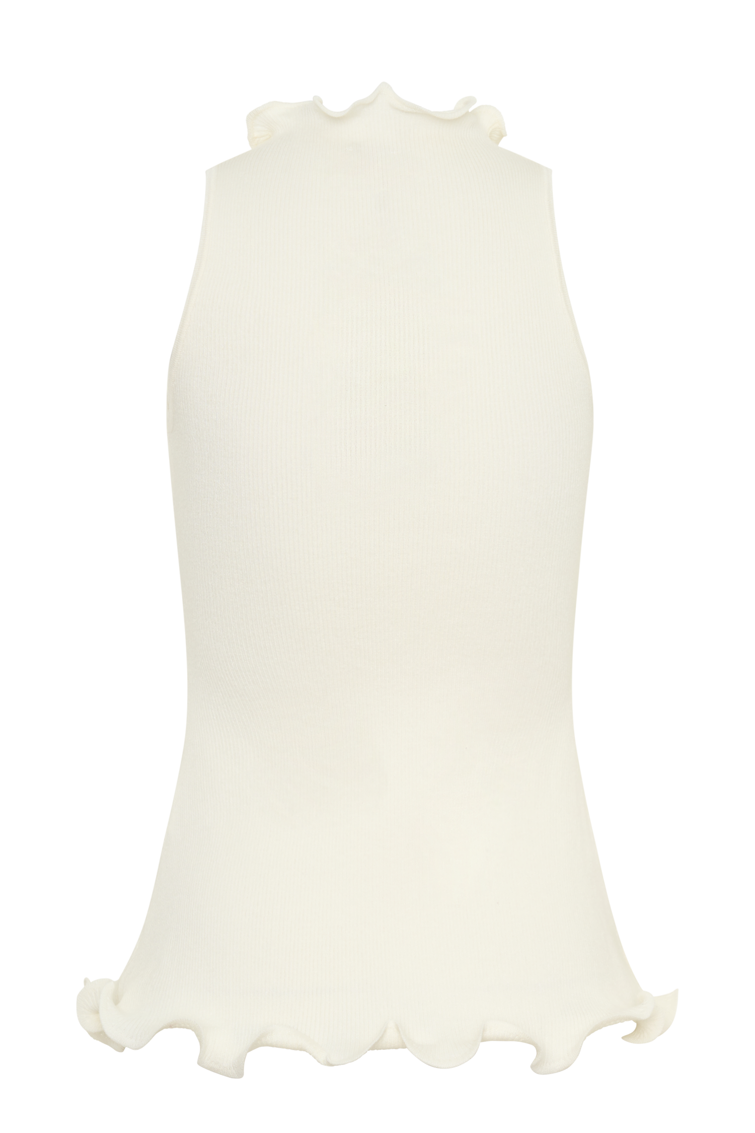 Diya Ribbed Sleeveless Top With Wire Hem - Ivory - Image 8