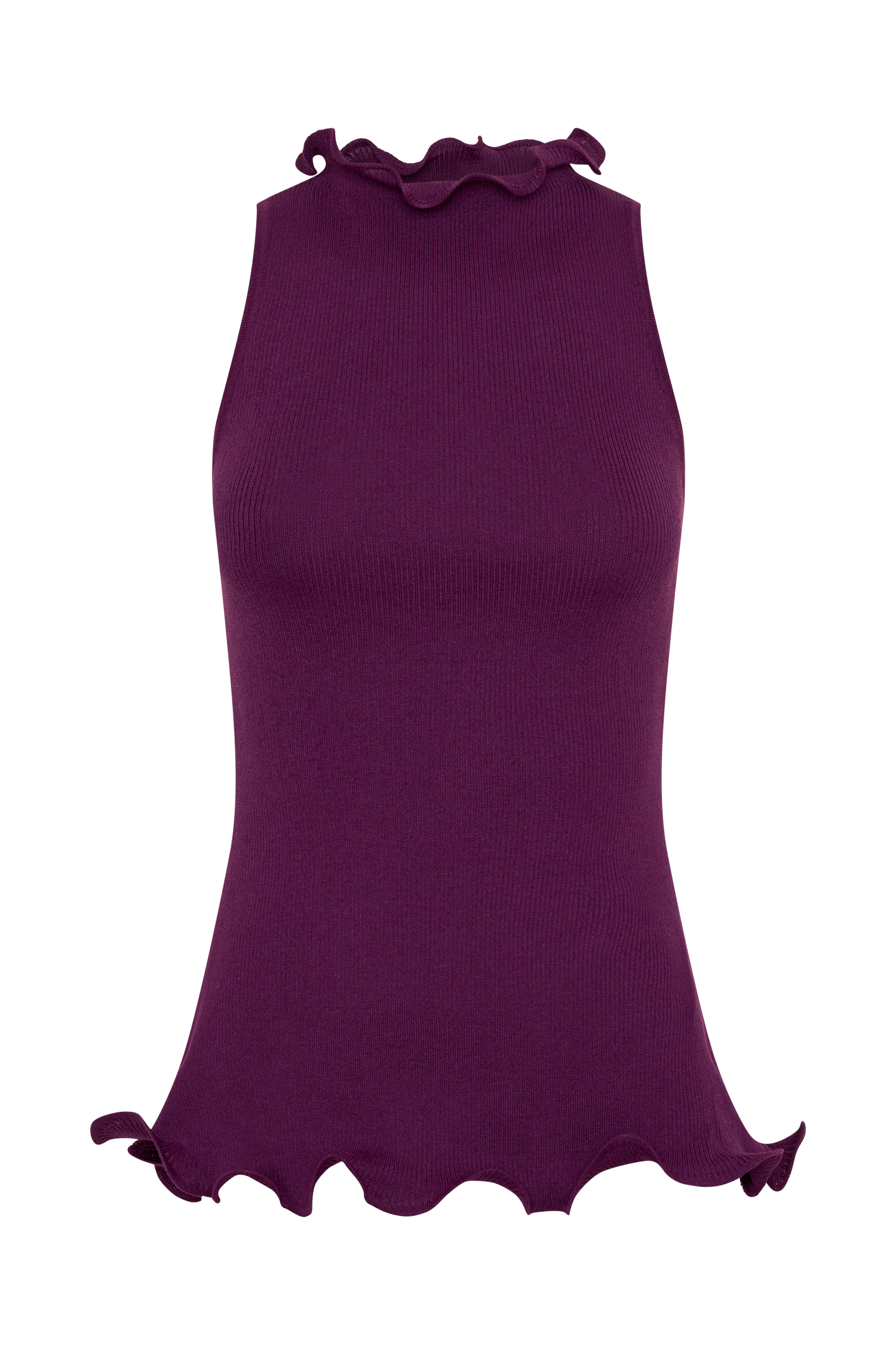 Diya Ribbed Sleeveless Top With Wire Hem - Plum - Image 9