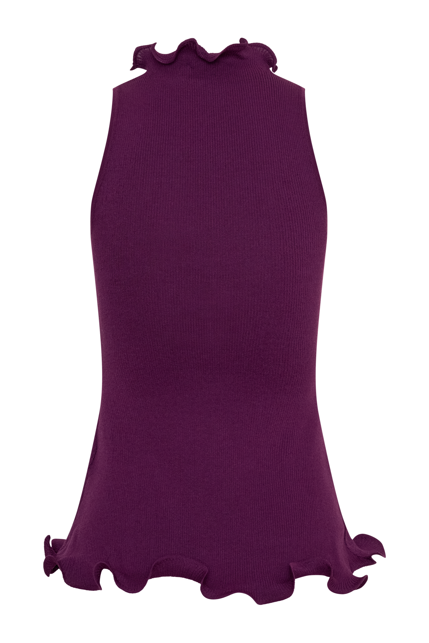 Diya Ribbed Sleeveless Top With Wire Hem - Plum - Image 8