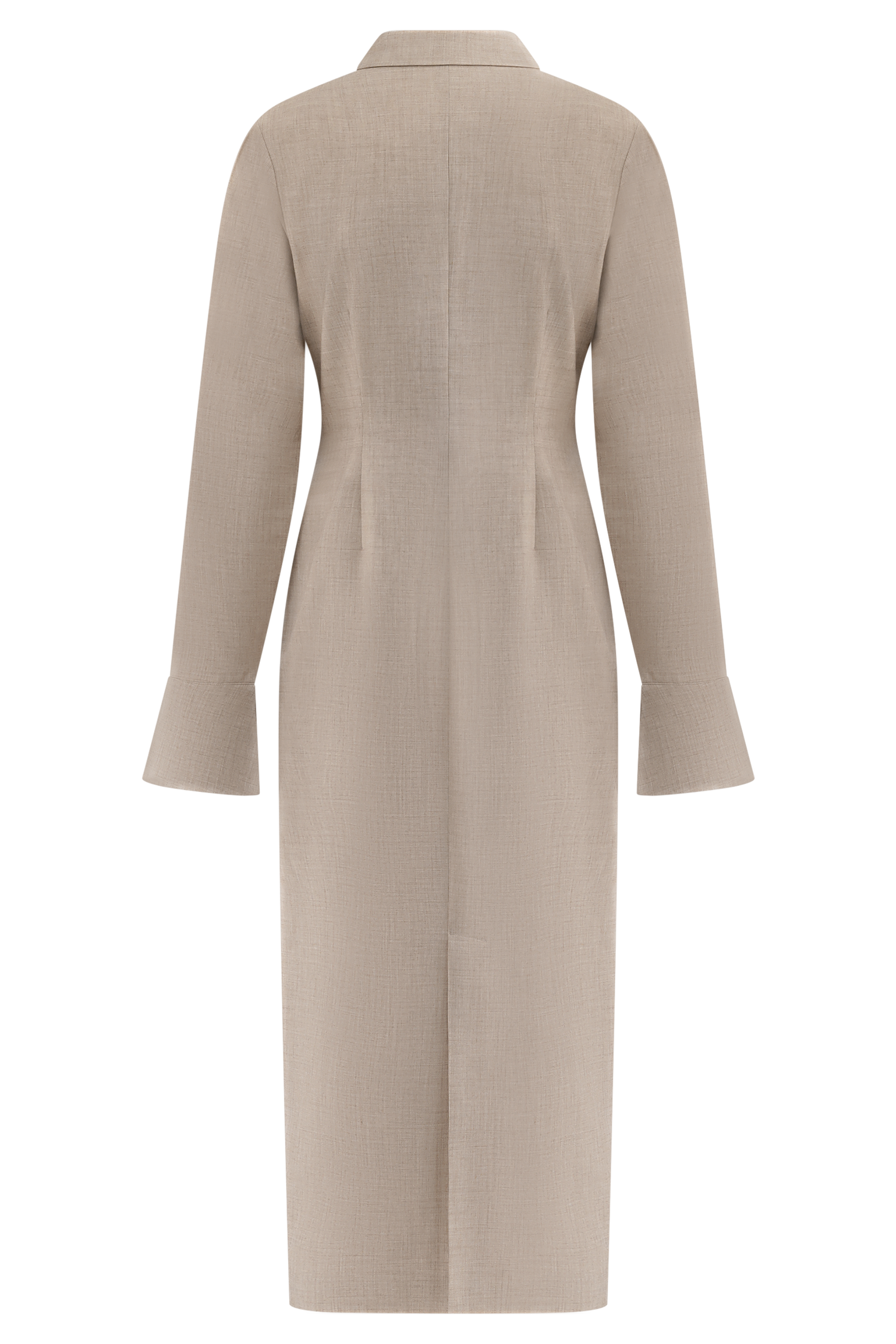 Dorian Fitted Shirt Midi Dress - Wheat Marle - Image 6