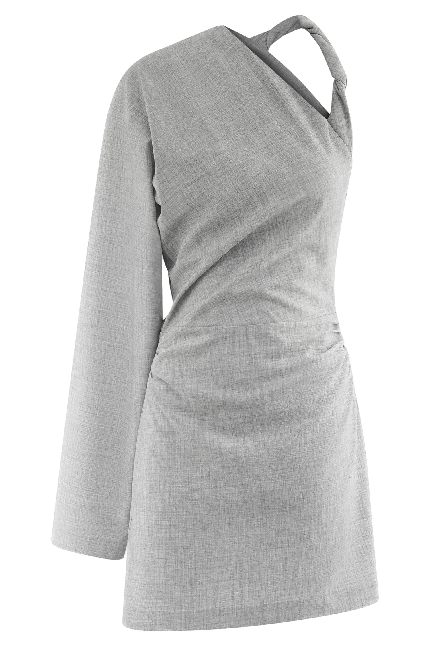 Dorian Twist Shoulder Mini Dress - Charcoal Marle - Image 9